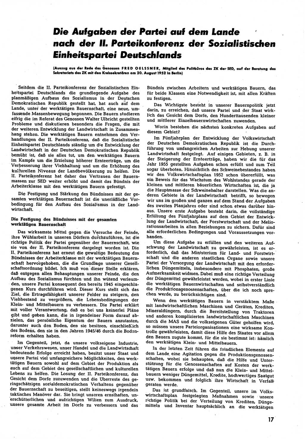 Neuer Weg (NW), Halbmonatsschrift für aktuelle Fragen der Arbeiterbewegung [Zentralkomitee (ZK) Sozialistische Einheitspartei Deutschlands (SED)], 7. Jahrgang [Deutsche Demokratische Republik (DDR)] 1952, Heft 17/17 (NW ZK SED DDR 1952, H. 17/17)