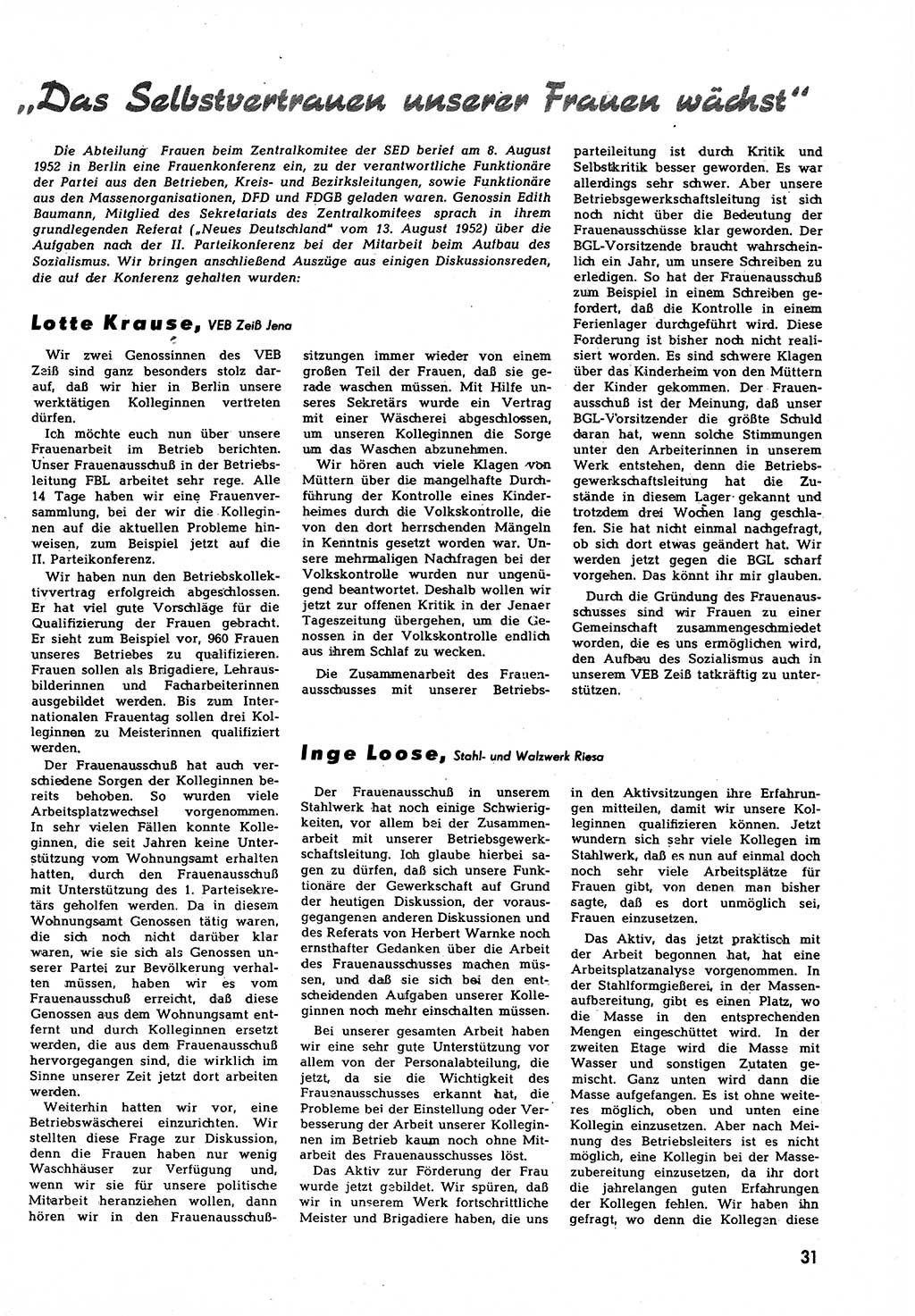 Neuer Weg (NW), Halbmonatsschrift für aktuelle Fragen der Arbeiterbewegung [Zentralkomitee (ZK) Sozialistische Einheitspartei Deutschlands (SED)], 7. Jahrgang [Deutsche Demokratische Republik (DDR)] 1952, Heft 17/31 (NW ZK SED DDR 1952, H. 17/31)