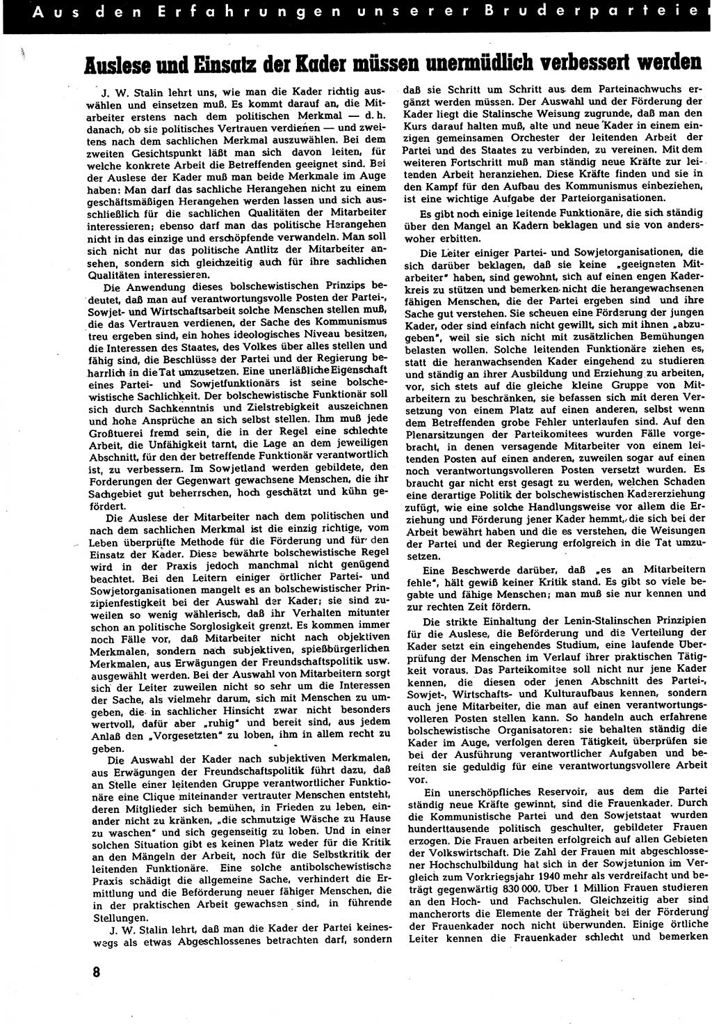 Neuer Weg (NW), Halbmonatsschrift für aktuelle Fragen der Arbeiterbewegung [Zentralkomitee (ZK) Sozialistische Einheitspartei Deutschlands (SED)], 7. Jahrgang [Deutsche Demokratische Republik (DDR)] 1952, Heft 18/8 (NW ZK SED DDR 1952, H. 18/8)