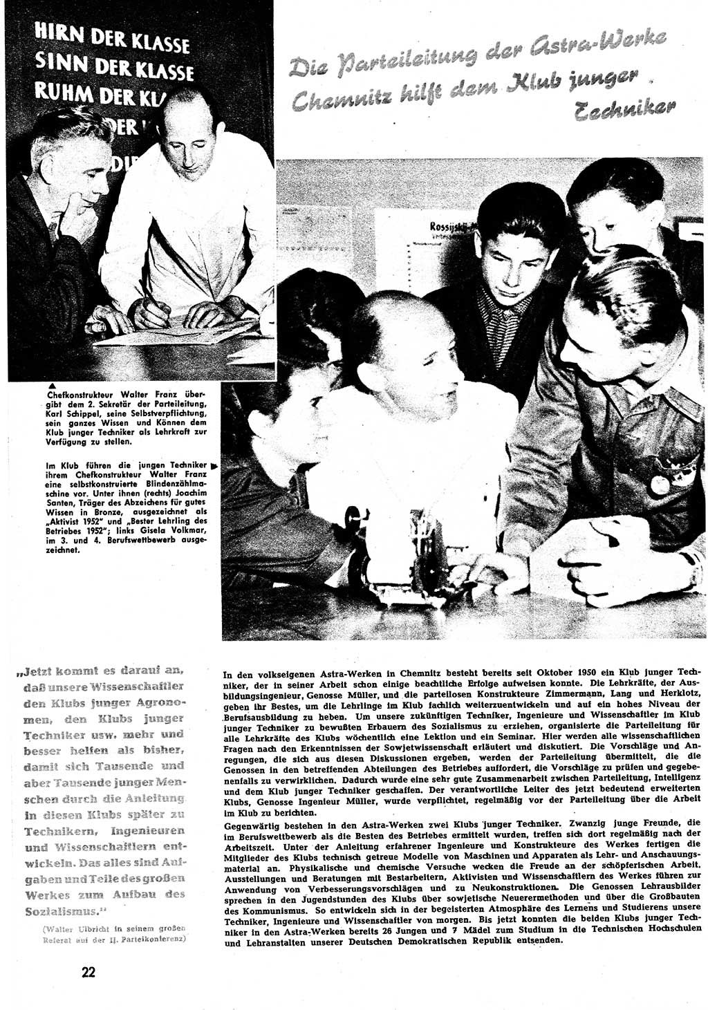 Neuer Weg (NW), Halbmonatsschrift für aktuelle Fragen der Arbeiterbewegung [Zentralkomitee (ZK) Sozialistische Einheitspartei Deutschlands (SED)], 7. Jahrgang [Deutsche Demokratische Republik (DDR)] 1952, Heft 18/22 (NW ZK SED DDR 1952, H. 18/22)