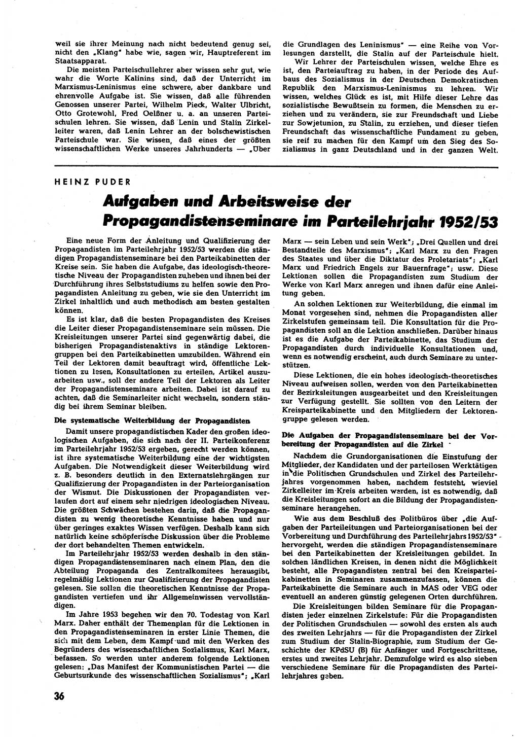 Neuer Weg (NW), Halbmonatsschrift für aktuelle Fragen der Arbeiterbewegung [Zentralkomitee (ZK) Sozialistische Einheitspartei Deutschlands (SED)], 7. Jahrgang [Deutsche Demokratische Republik (DDR)] 1952, Heft 18/36 (NW ZK SED DDR 1952, H. 18/36)