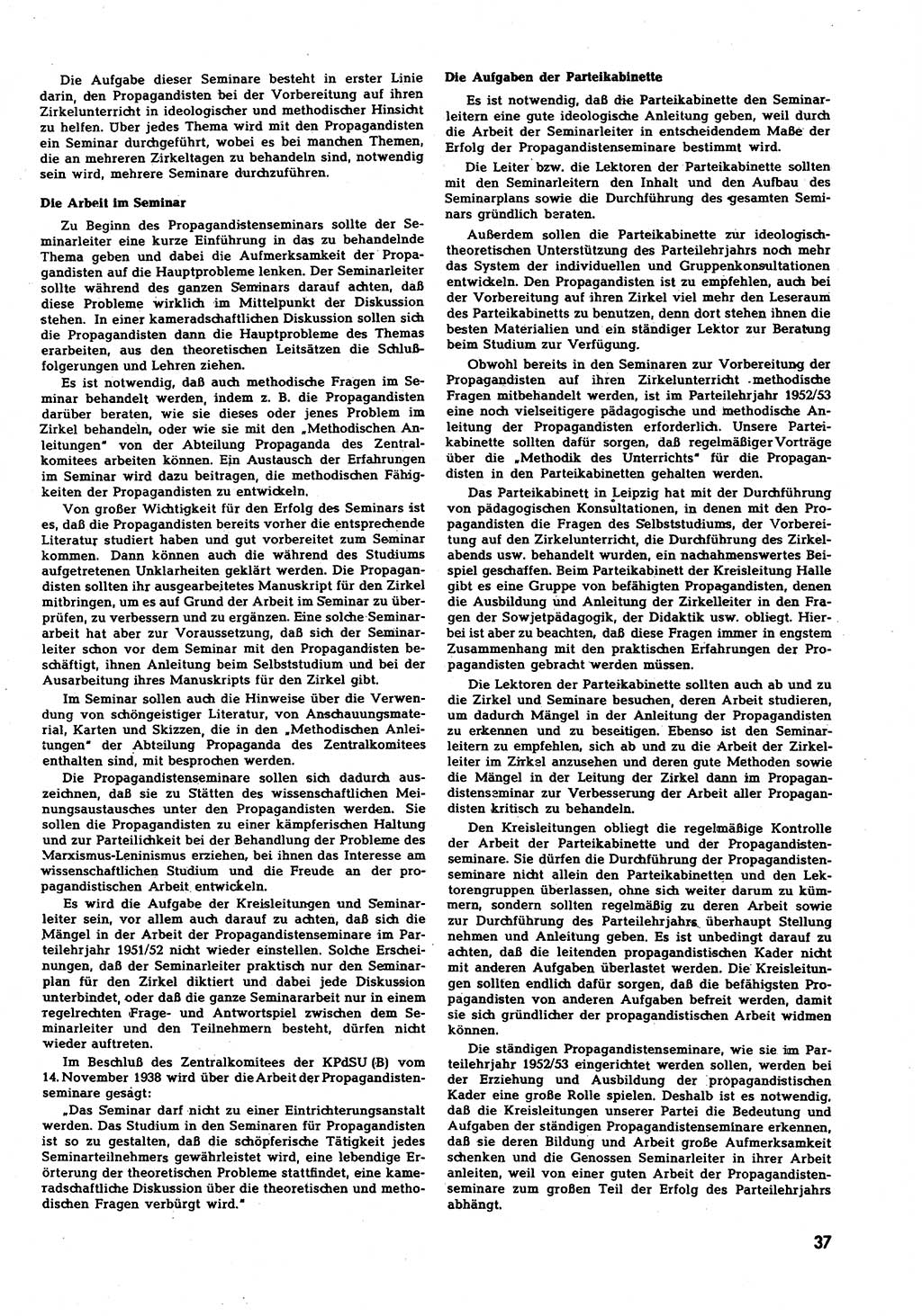 Neuer Weg (NW), Halbmonatsschrift für aktuelle Fragen der Arbeiterbewegung [Zentralkomitee (ZK) Sozialistische Einheitspartei Deutschlands (SED)], 7. Jahrgang [Deutsche Demokratische Republik (DDR)] 1952, Heft 18/37 (NW ZK SED DDR 1952, H. 18/37)