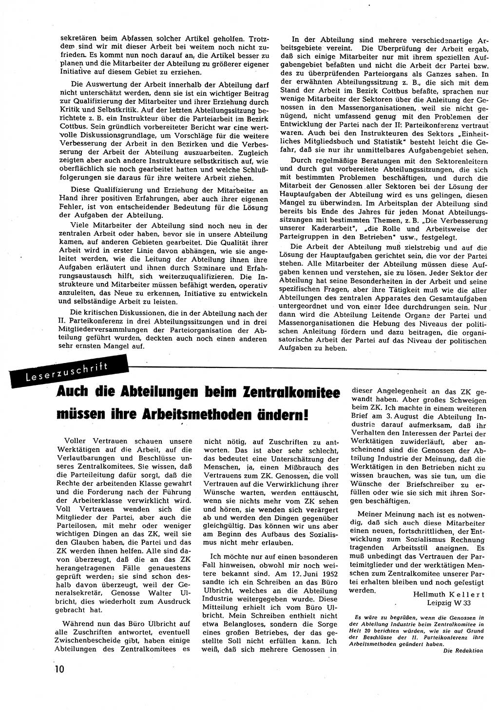 Neuer Weg (NW), Halbmonatsschrift für aktuelle Fragen der Arbeiterbewegung [Zentralkomitee (ZK) Sozialistische Einheitspartei Deutschlands (SED)], 7. Jahrgang [Deutsche Demokratische Republik (DDR)] 1952, Heft 19/10 (NW ZK SED DDR 1952, H. 19/10)