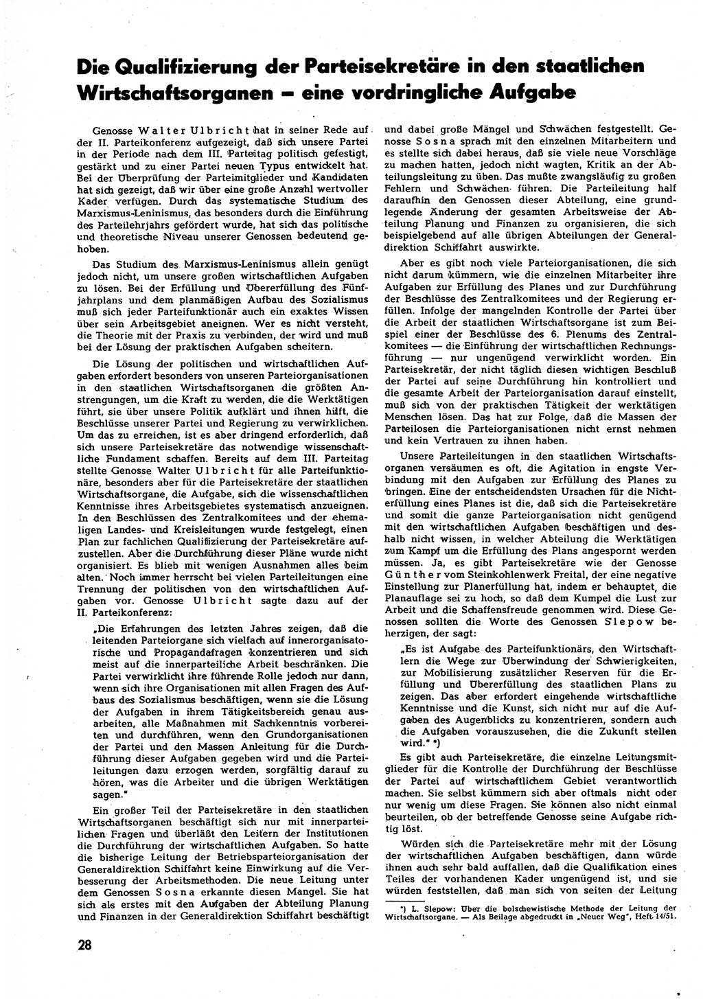 Neuer Weg (NW), Halbmonatsschrift für aktuelle Fragen der Arbeiterbewegung [Zentralkomitee (ZK) Sozialistische Einheitspartei Deutschlands (SED)], 7. Jahrgang [Deutsche Demokratische Republik (DDR)] 1952, Heft 19/28 (NW ZK SED DDR 1952, H. 19/28)