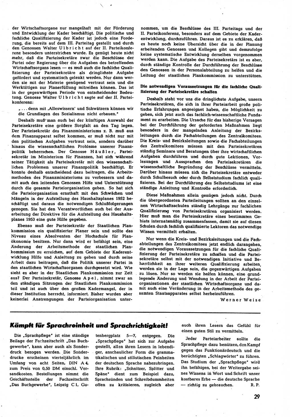 Neuer Weg (NW), Halbmonatsschrift für aktuelle Fragen der Arbeiterbewegung [Zentralkomitee (ZK) Sozialistische Einheitspartei Deutschlands (SED)], 7. Jahrgang [Deutsche Demokratische Republik (DDR)] 1952, Heft 19/29 (NW ZK SED DDR 1952, H. 19/29)