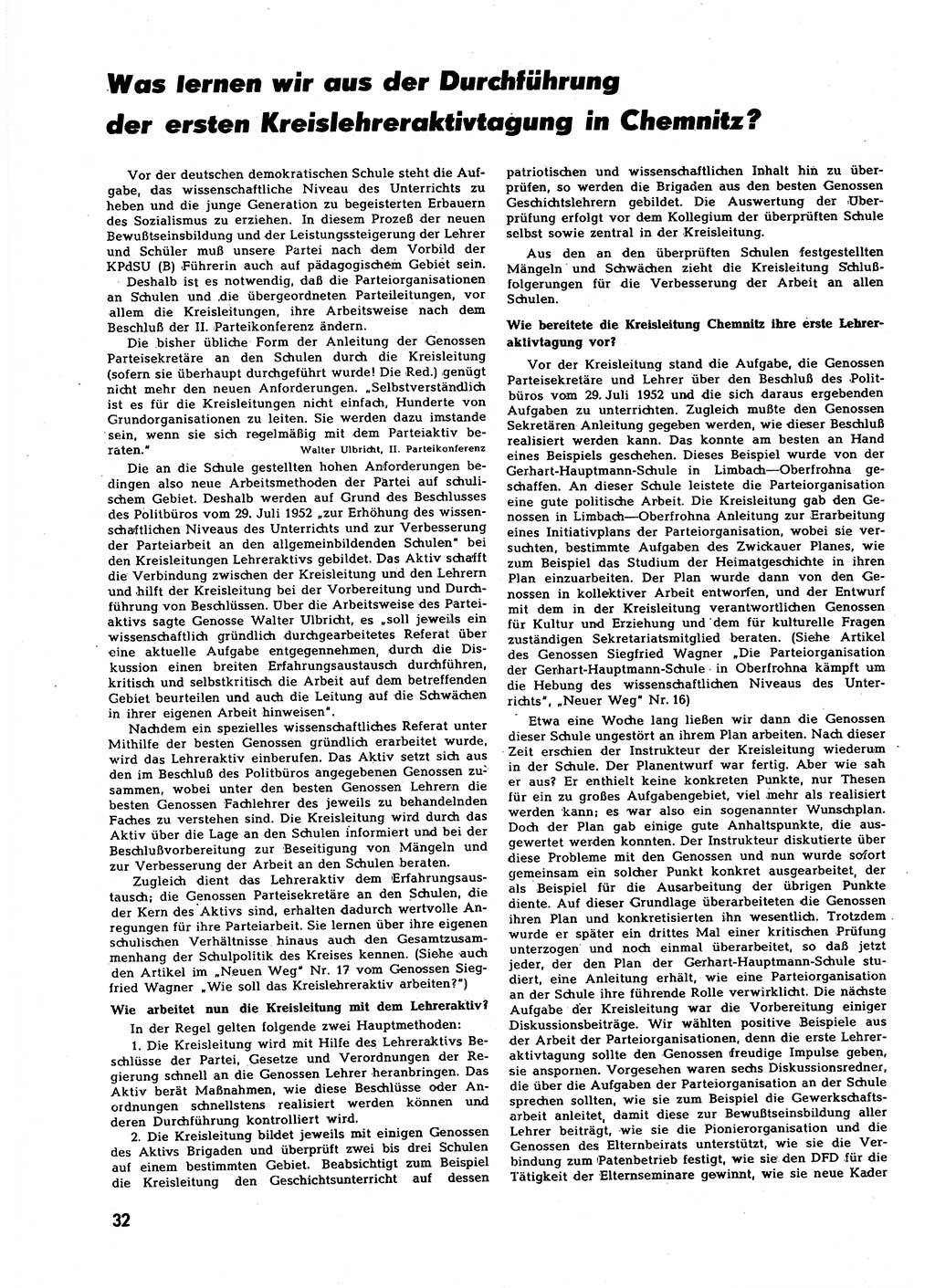 Neuer Weg (NW), Halbmonatsschrift für aktuelle Fragen der Arbeiterbewegung [Zentralkomitee (ZK) Sozialistische Einheitspartei Deutschlands (SED)], 7. Jahrgang [Deutsche Demokratische Republik (DDR)] 1952, Heft 19/32 (NW ZK SED DDR 1952, H. 19/32)