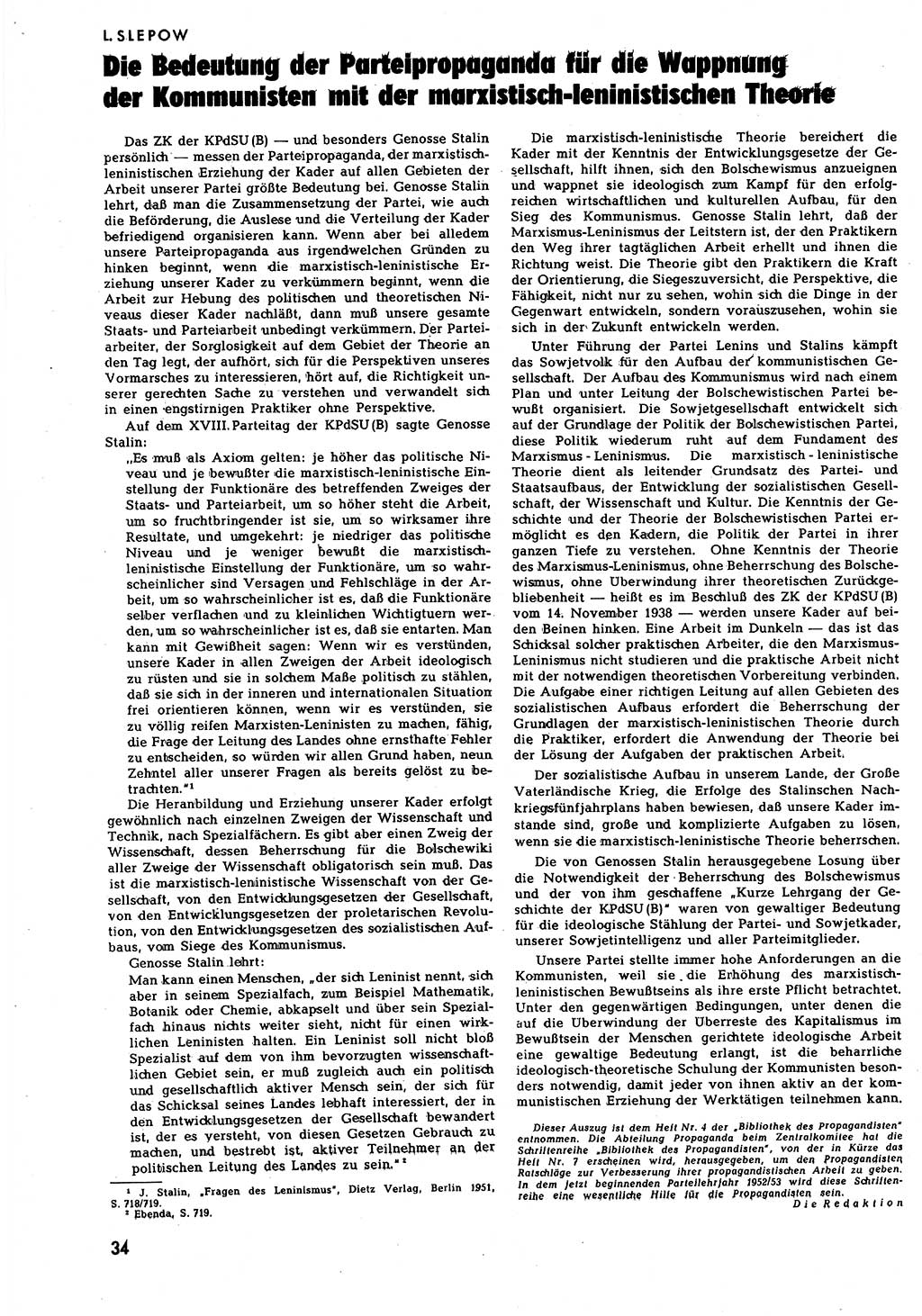 Neuer Weg (NW), Halbmonatsschrift für aktuelle Fragen der Arbeiterbewegung [Zentralkomitee (ZK) Sozialistische Einheitspartei Deutschlands (SED)], 7. Jahrgang [Deutsche Demokratische Republik (DDR)] 1952, Heft 19/34 (NW ZK SED DDR 1952, H. 19/34)
