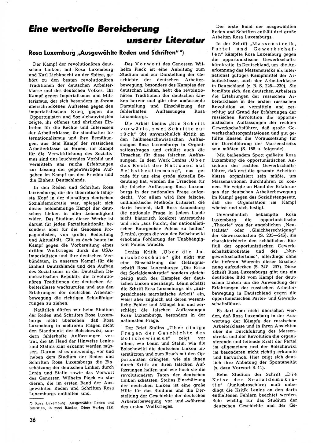Neuer Weg (NW), Halbmonatsschrift für aktuelle Fragen der Arbeiterbewegung [Zentralkomitee (ZK) Sozialistische Einheitspartei Deutschlands (SED)], 7. Jahrgang [Deutsche Demokratische Republik (DDR)] 1952, Heft 19/36 (NW ZK SED DDR 1952, H. 19/36)