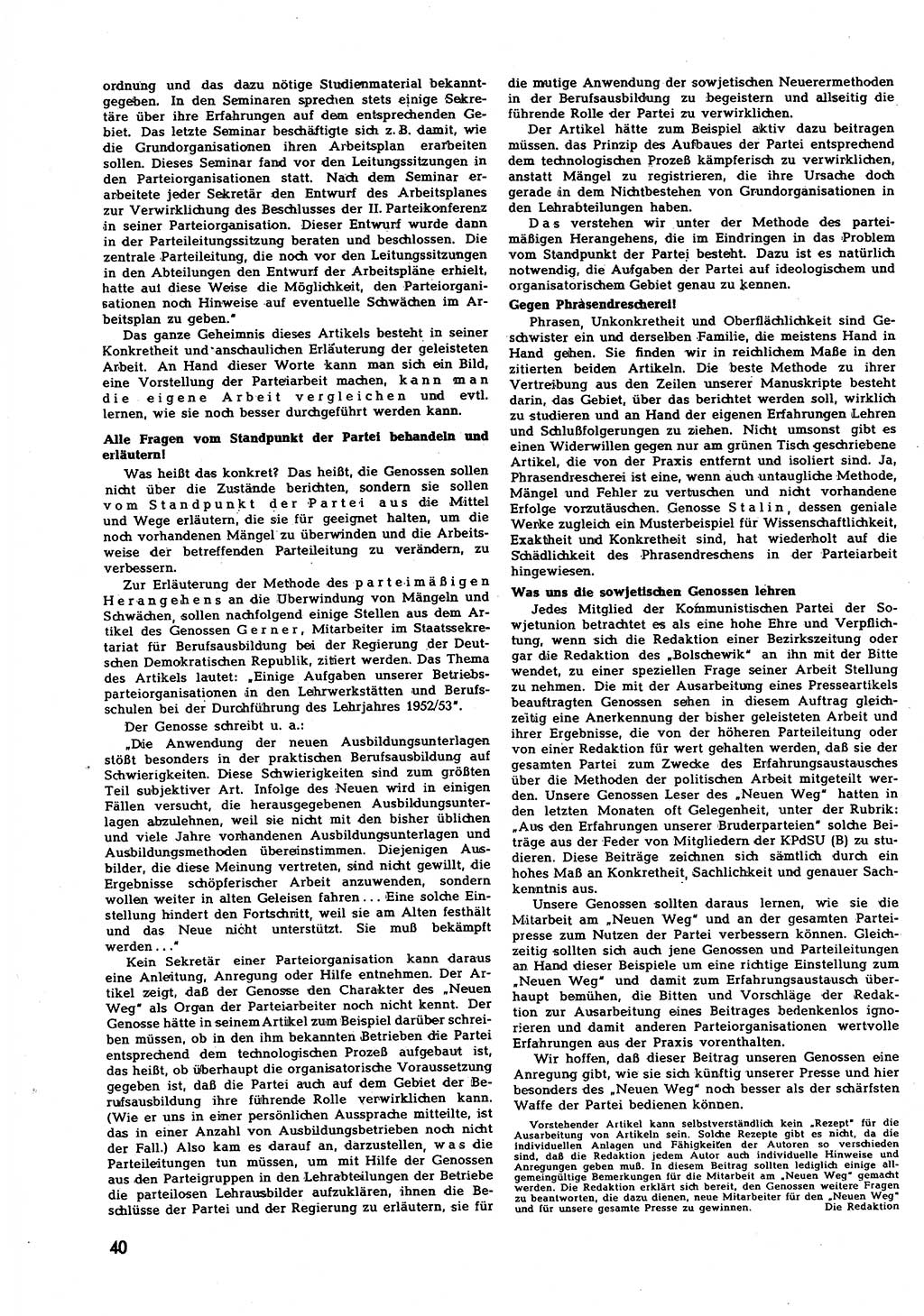 Neuer Weg (NW), Halbmonatsschrift für aktuelle Fragen der Arbeiterbewegung [Zentralkomitee (ZK) Sozialistische Einheitspartei Deutschlands (SED)], 7. Jahrgang [Deutsche Demokratische Republik (DDR)] 1952, Heft 19/40 (NW ZK SED DDR 1952, H. 19/40)