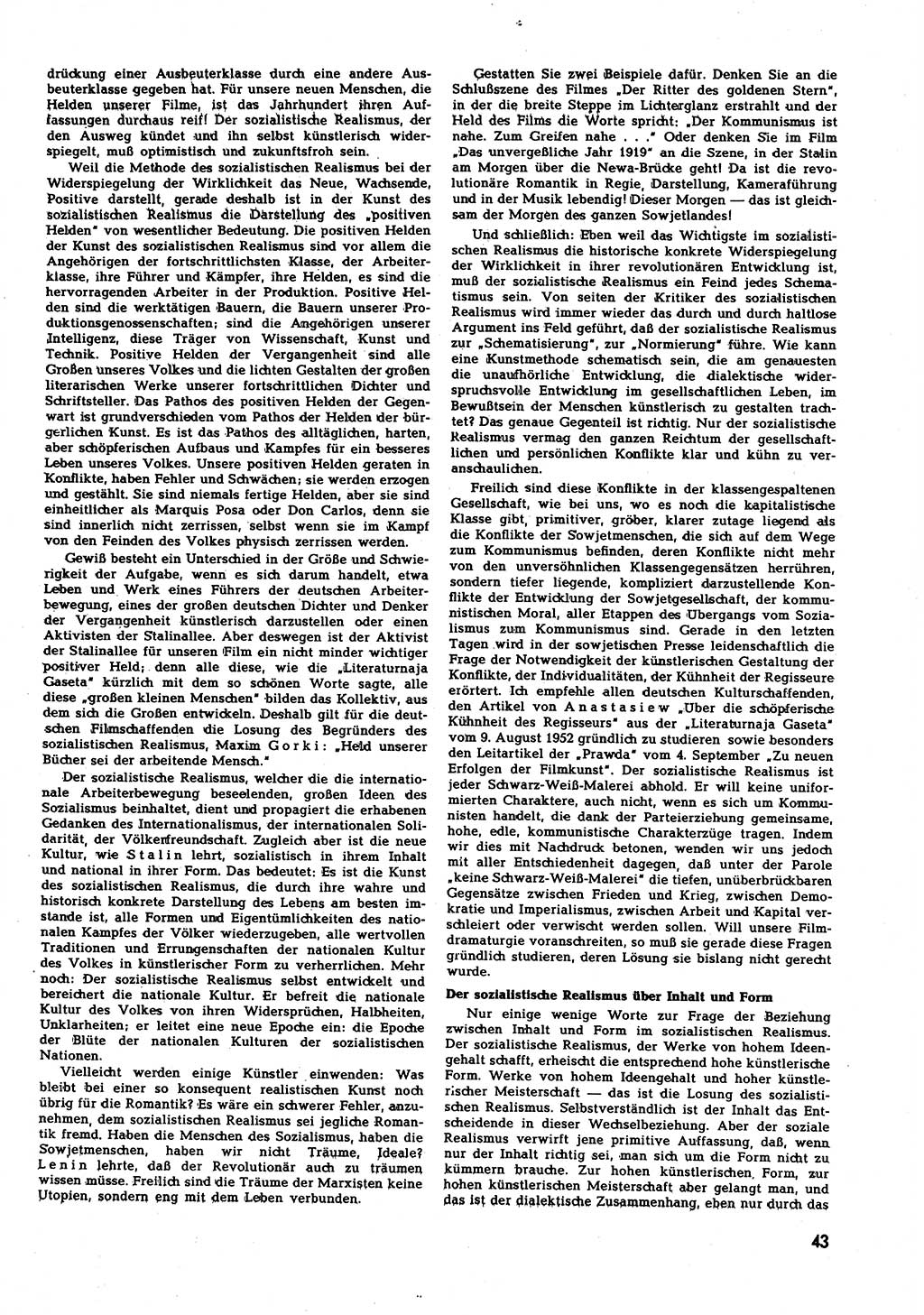 Neuer Weg (NW), Halbmonatsschrift für aktuelle Fragen der Arbeiterbewegung [Zentralkomitee (ZK) Sozialistische Einheitspartei Deutschlands (SED)], 7. Jahrgang [Deutsche Demokratische Republik (DDR)] 1952, Heft 19/43 (NW ZK SED DDR 1952, H. 19/43)
