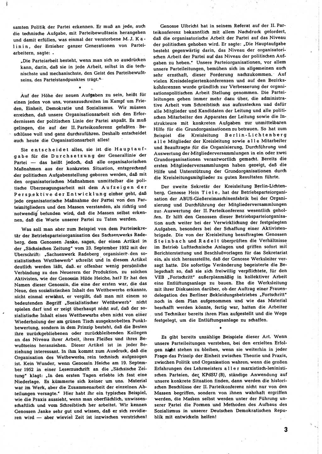 Neuer Weg (NW), Halbmonatsschrift für aktuelle Fragen der Arbeiterbewegung [Zentralkomitee (ZK) Sozialistische Einheitspartei Deutschlands (SED)], 7. Jahrgang [Deutsche Demokratische Republik (DDR)] 1952, Heft 20/3 (NW ZK SED DDR 1952, H. 20/3)