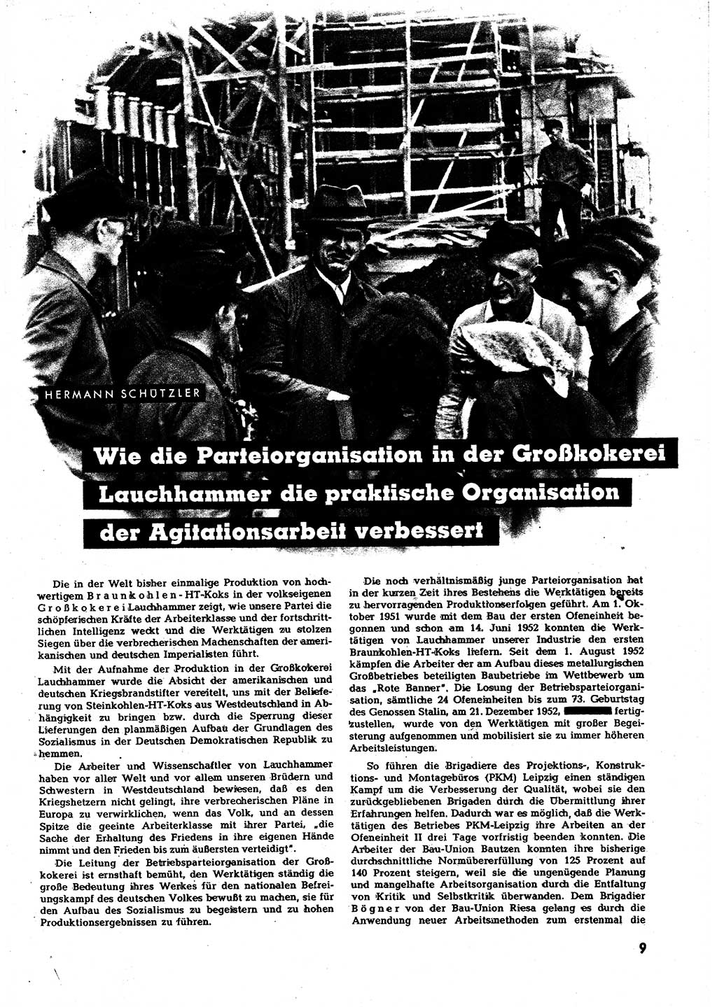 Neuer Weg (NW), Halbmonatsschrift für aktuelle Fragen der Arbeiterbewegung [Zentralkomitee (ZK) Sozialistische Einheitspartei Deutschlands (SED)], 7. Jahrgang [Deutsche Demokratische Republik (DDR)] 1952, Heft 20/9 (NW ZK SED DDR 1952, H. 20/9)