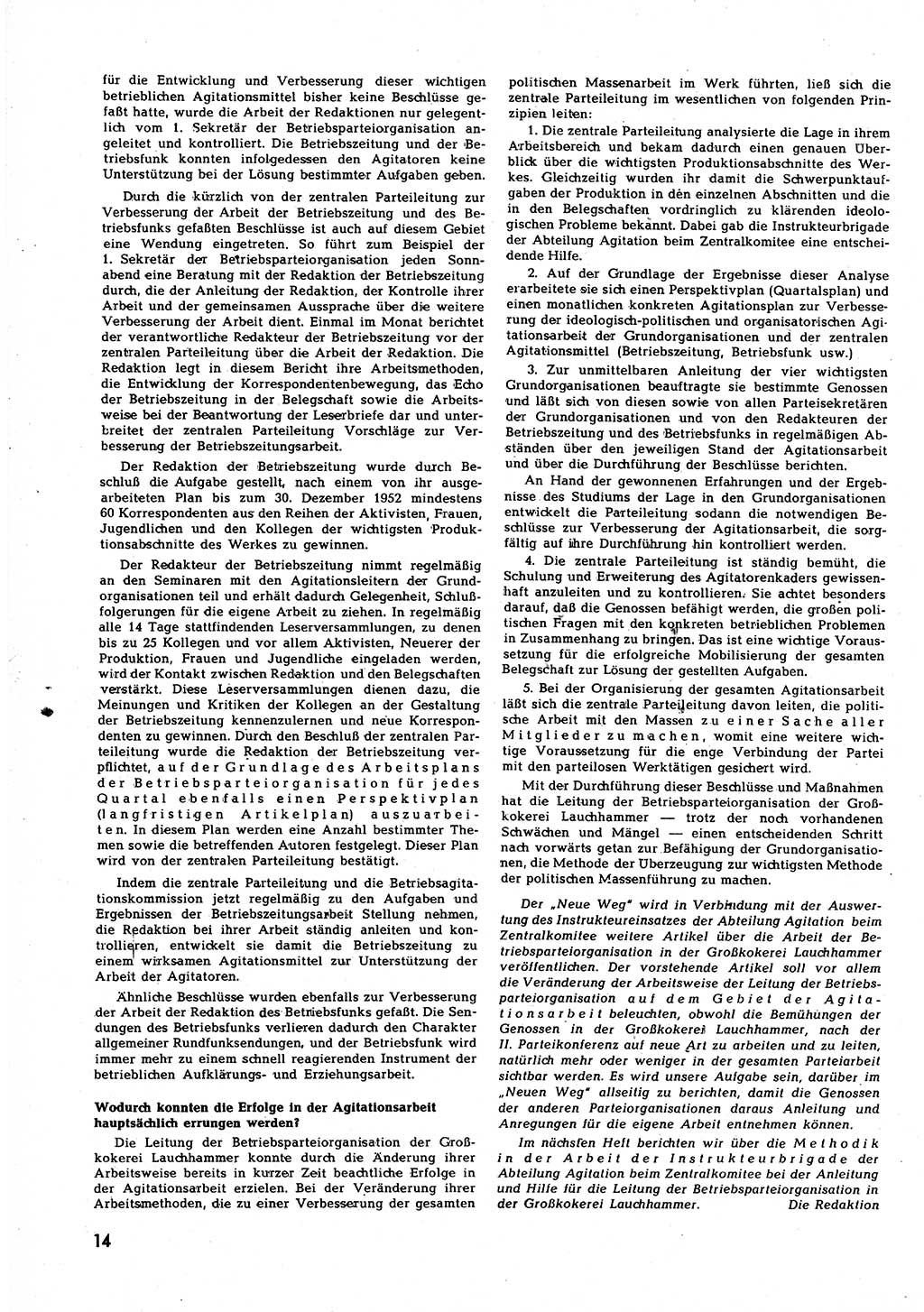 Neuer Weg (NW), Halbmonatsschrift für aktuelle Fragen der Arbeiterbewegung [Zentralkomitee (ZK) Sozialistische Einheitspartei Deutschlands (SED)], 7. Jahrgang [Deutsche Demokratische Republik (DDR)] 1952, Heft 20/14 (NW ZK SED DDR 1952, H. 20/14)