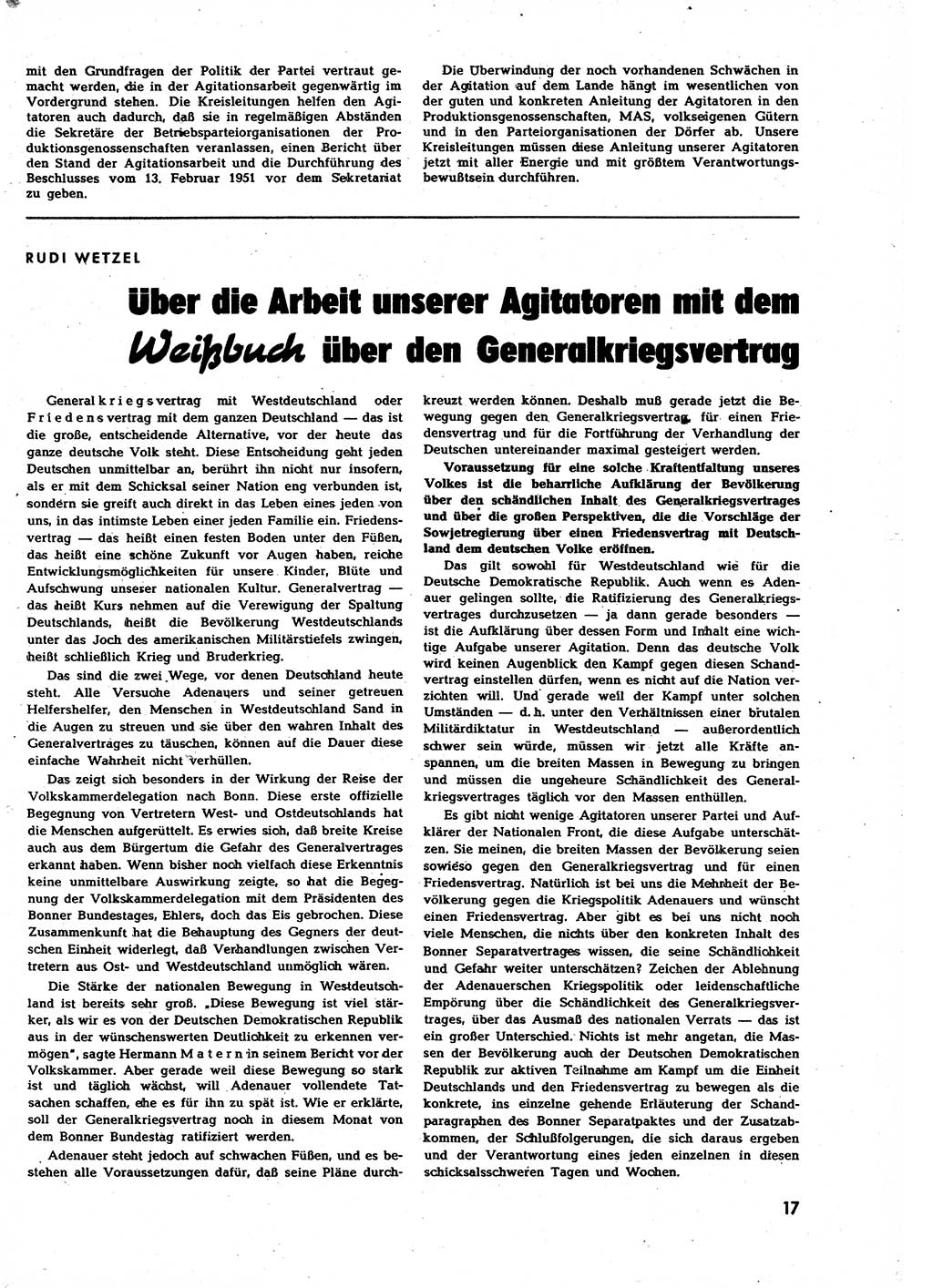 Neuer Weg (NW), Halbmonatsschrift für aktuelle Fragen der Arbeiterbewegung [Zentralkomitee (ZK) Sozialistische Einheitspartei Deutschlands (SED)], 7. Jahrgang [Deutsche Demokratische Republik (DDR)] 1952, Heft 20/17 (NW ZK SED DDR 1952, H. 20/17)