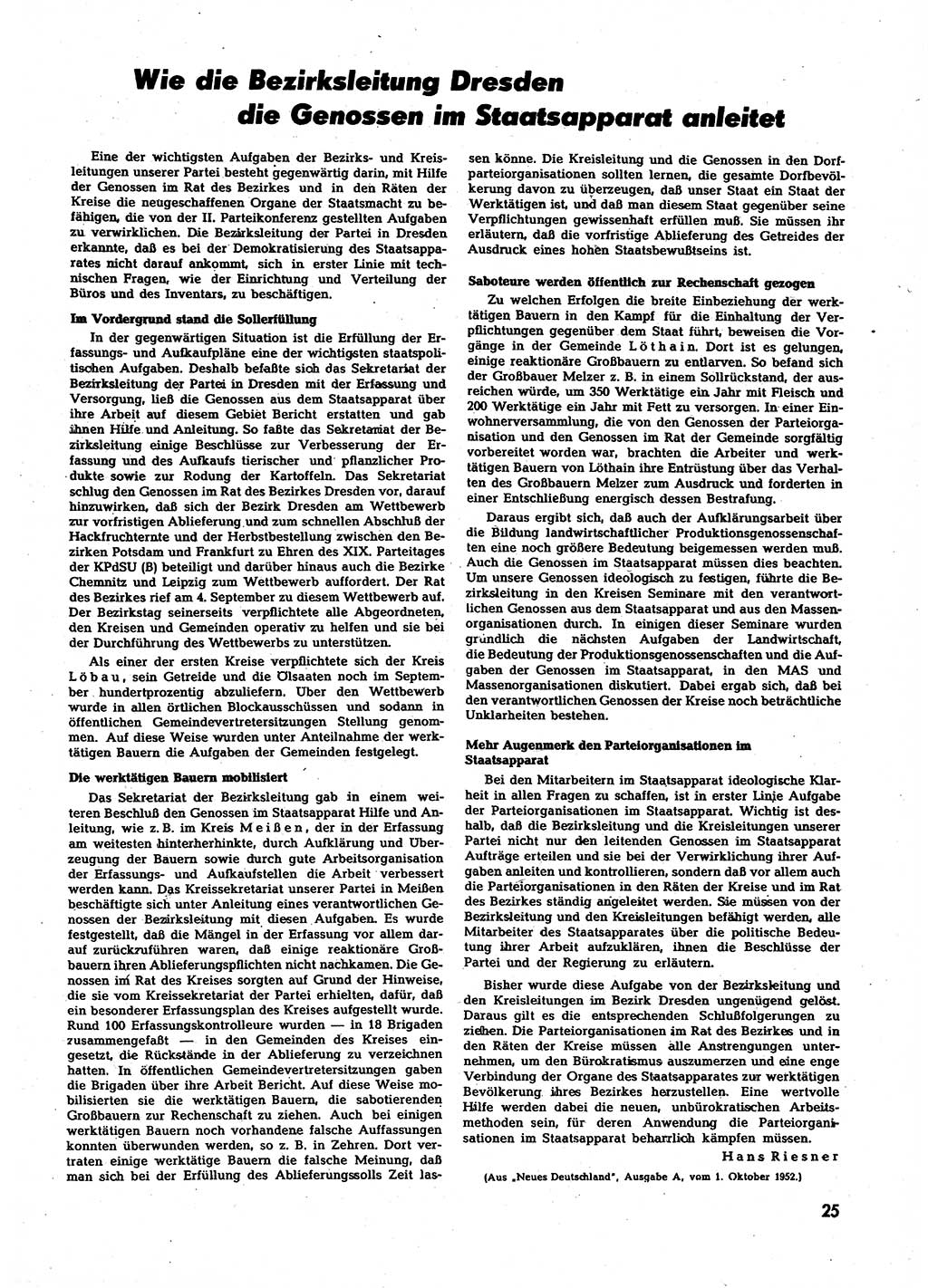 Neuer Weg (NW), Halbmonatsschrift für aktuelle Fragen der Arbeiterbewegung [Zentralkomitee (ZK) Sozialistische Einheitspartei Deutschlands (SED)], 7. Jahrgang [Deutsche Demokratische Republik (DDR)] 1952, Heft 20/25 (NW ZK SED DDR 1952, H. 20/25)