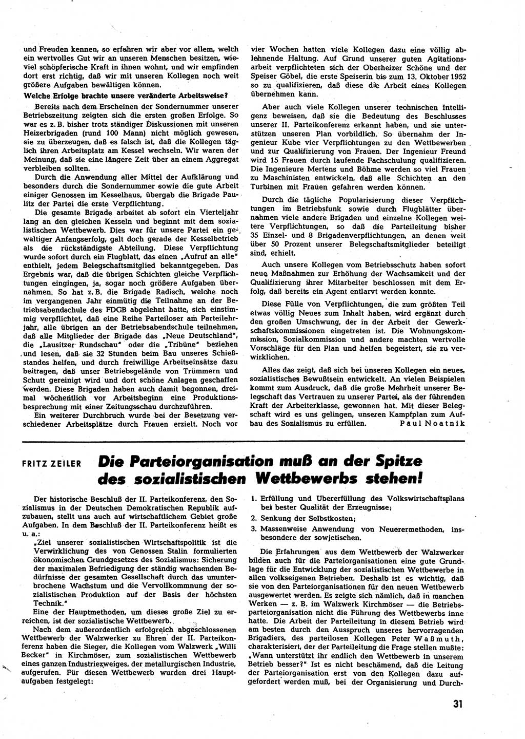 Neuer Weg (NW), Halbmonatsschrift für aktuelle Fragen der Arbeiterbewegung [Zentralkomitee (ZK) Sozialistische Einheitspartei Deutschlands (SED)], 7. Jahrgang [Deutsche Demokratische Republik (DDR)] 1952, Heft 20/31 (NW ZK SED DDR 1952, H. 20/31)