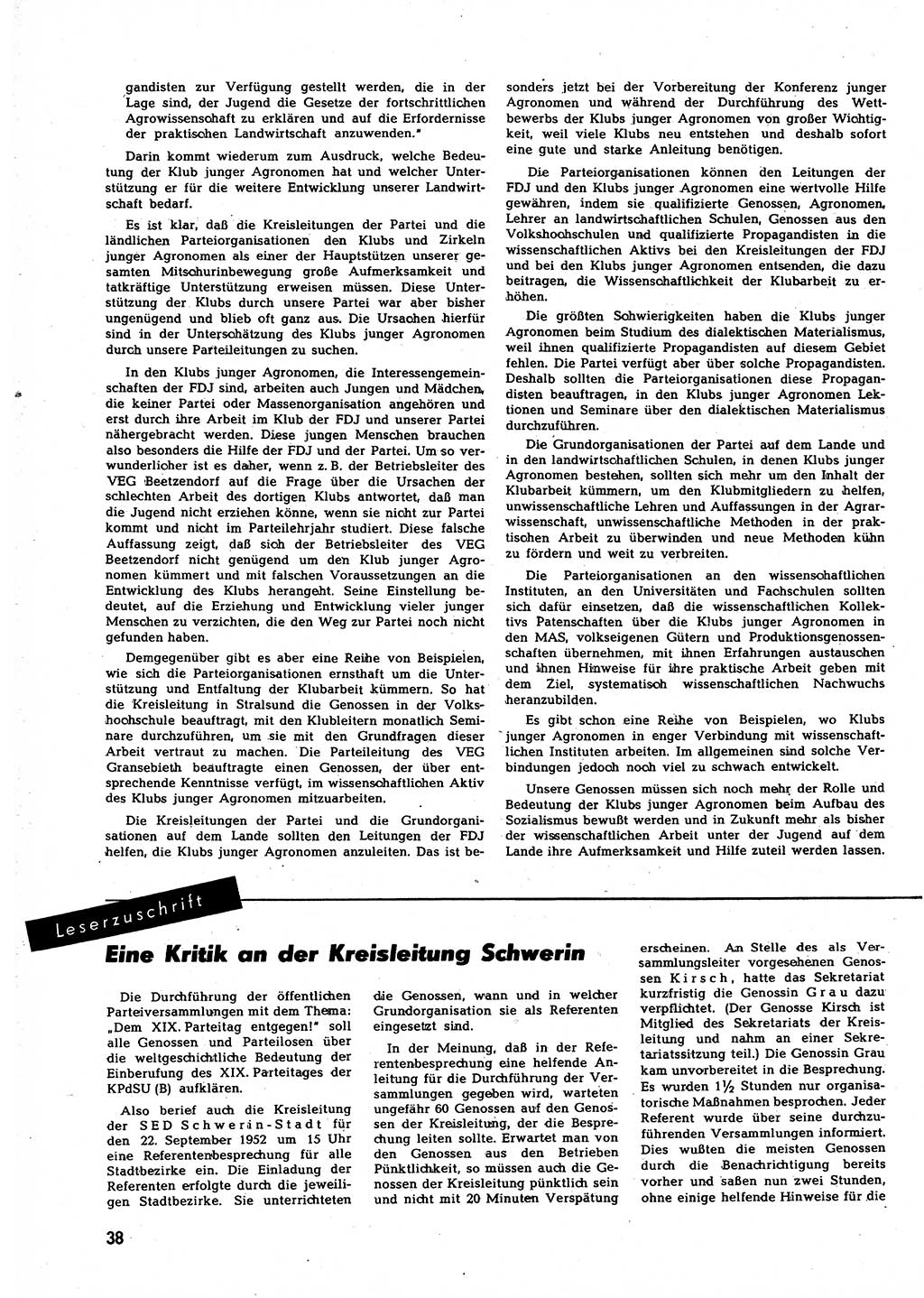 Neuer Weg (NW), Halbmonatsschrift für aktuelle Fragen der Arbeiterbewegung [Zentralkomitee (ZK) Sozialistische Einheitspartei Deutschlands (SED)], 7. Jahrgang [Deutsche Demokratische Republik (DDR)] 1952, Heft 20/38 (NW ZK SED DDR 1952, H. 20/38)
