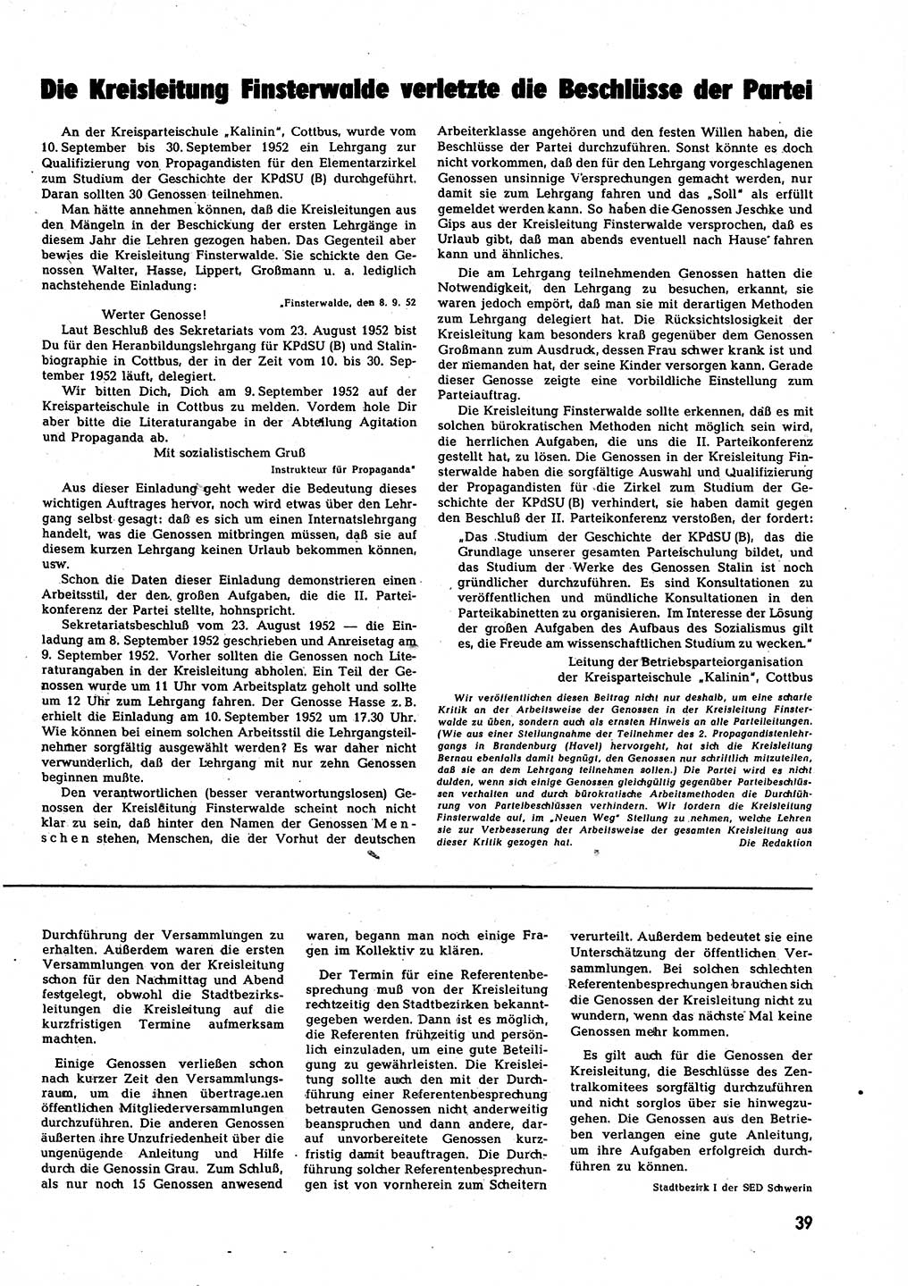 Neuer Weg (NW), Halbmonatsschrift für aktuelle Fragen der Arbeiterbewegung [Zentralkomitee (ZK) Sozialistische Einheitspartei Deutschlands (SED)], 7. Jahrgang [Deutsche Demokratische Republik (DDR)] 1952, Heft 20/39 (NW ZK SED DDR 1952, H. 20/39)