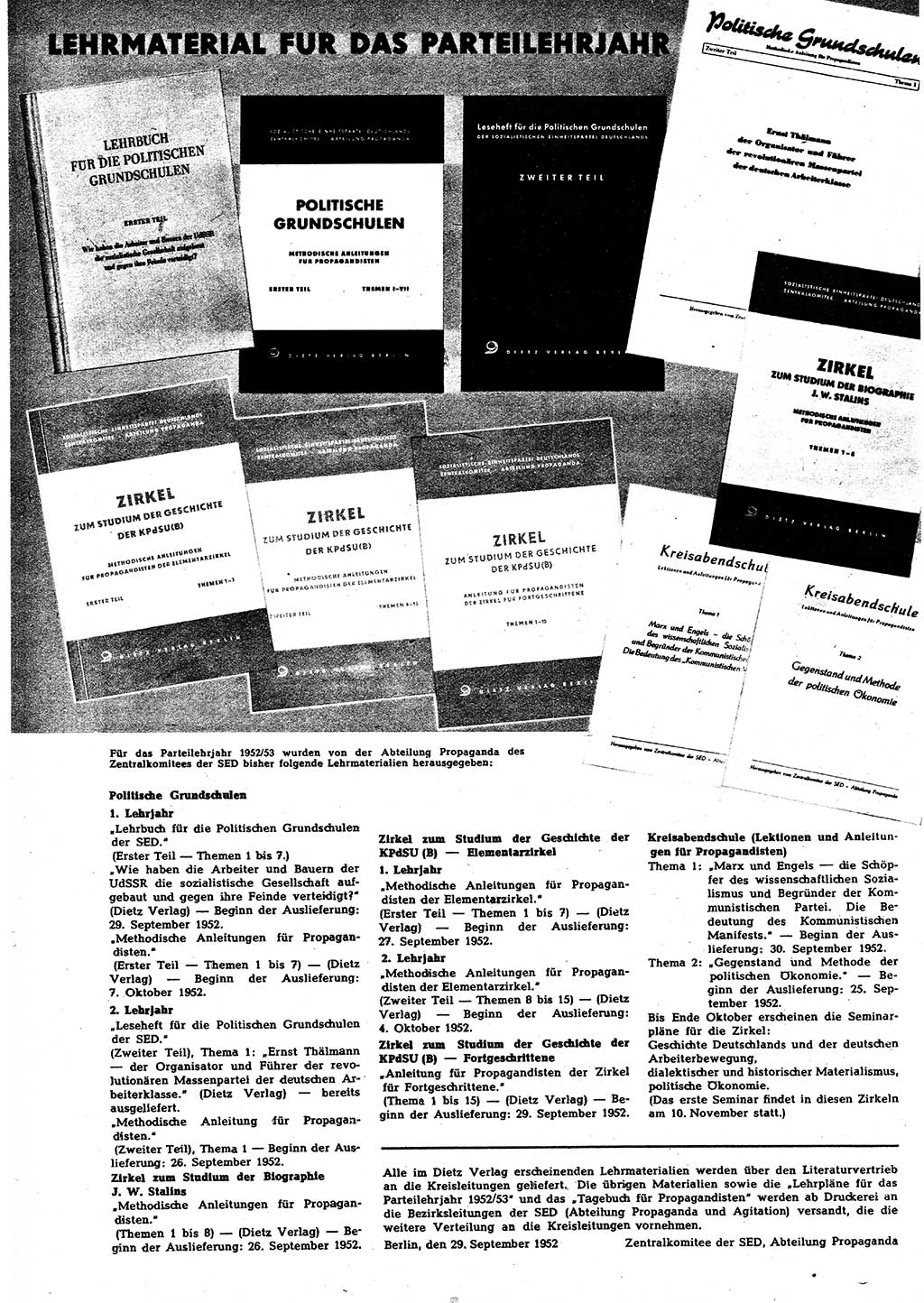 Neuer Weg (NW), Halbmonatsschrift fÃ¼r aktuelle Fragen der Arbeiterbewegung [Zentralkomitee (ZK) Sozialistische Einheitspartei Deutschlands (SED)], 7. Jahrgang [Deutsche Demokratische Republik (DDR)] 1952, Heft 20/44 (NW ZK SED DDR 1952, H. 20/44)