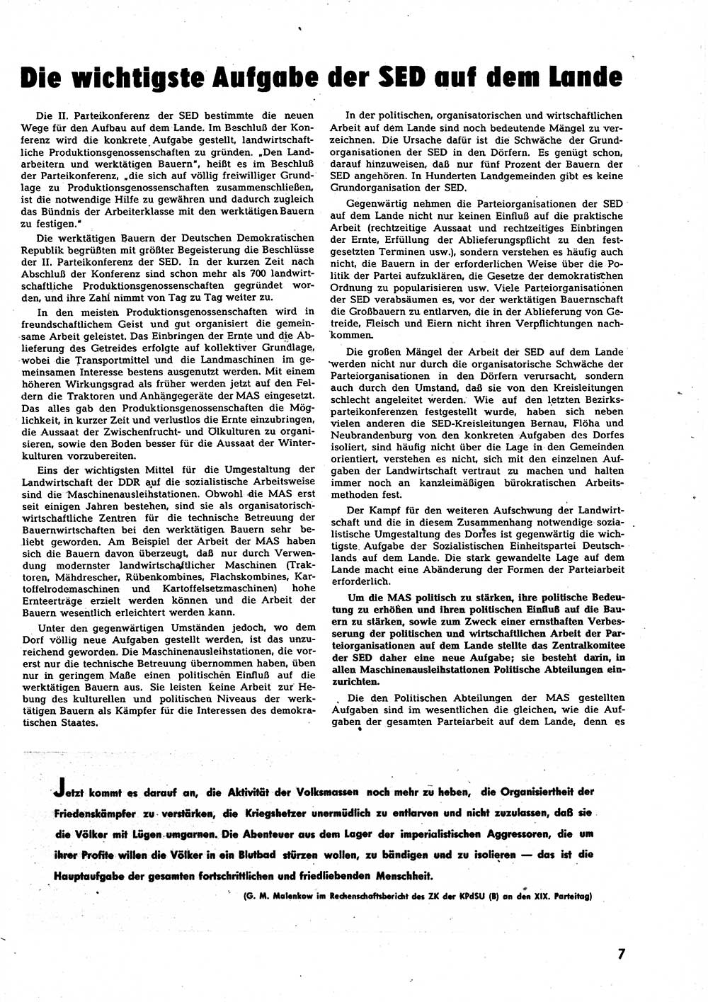 Neuer Weg (NW), Halbmonatsschrift für aktuelle Fragen der Arbeiterbewegung [Zentralkomitee (ZK) Sozialistische Einheitspartei Deutschlands (SED)], 7. Jahrgang [Deutsche Demokratische Republik (DDR)] 1952, Heft 21/7 (NW ZK SED DDR 1952, H. 21/7)
