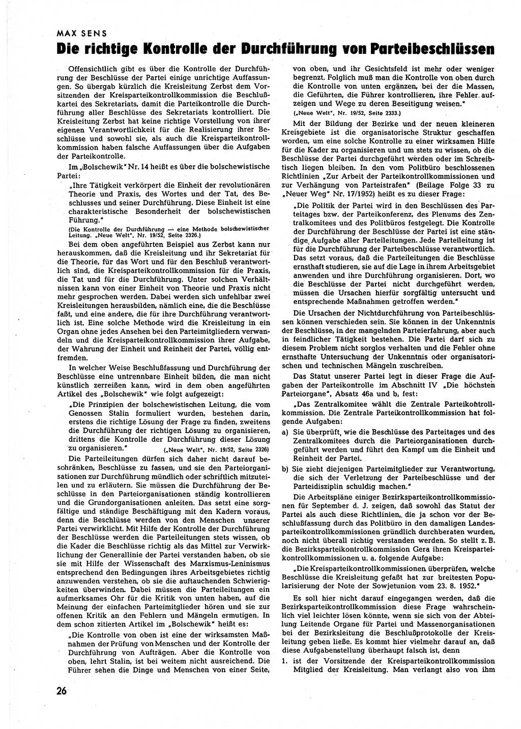 Neuer Weg (NW), Halbmonatsschrift für aktuelle Fragen der Arbeiterbewegung [Zentralkomitee (ZK) Sozialistische Einheitspartei Deutschlands (SED)], 7. Jahrgang [Deutsche Demokratische Republik (DDR)] 1952, Heft 21/26 (NW ZK SED DDR 1952, H. 21/26)