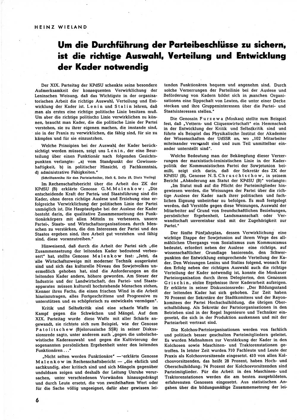 Neuer Weg (NW), Halbmonatsschrift für aktuelle Fragen der Arbeiterbewegung [Zentralkomitee (ZK) Sozialistische Einheitspartei Deutschlands (SED)], 7. Jahrgang [Deutsche Demokratische Republik (DDR)] 1952, Heft 22/6 (NW ZK SED DDR 1952, H. 22/6)