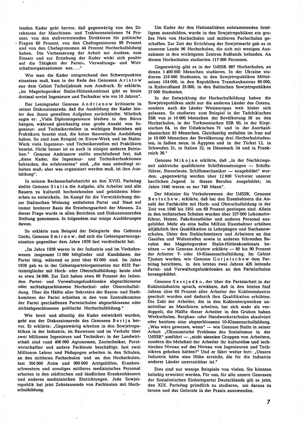 Neuer Weg (NW), Halbmonatsschrift für aktuelle Fragen der Arbeiterbewegung [Zentralkomitee (ZK) Sozialistische Einheitspartei Deutschlands (SED)], 7. Jahrgang [Deutsche Demokratische Republik (DDR)] 1952, Heft 22/7 (NW ZK SED DDR 1952, H. 22/7)