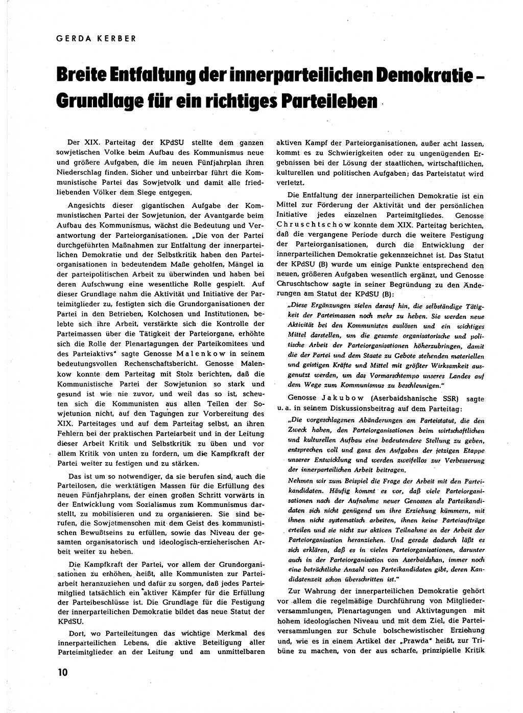 Neuer Weg (NW), Halbmonatsschrift für aktuelle Fragen der Arbeiterbewegung [Zentralkomitee (ZK) Sozialistische Einheitspartei Deutschlands (SED)], 7. Jahrgang [Deutsche Demokratische Republik (DDR)] 1952, Heft 22/10 (NW ZK SED DDR 1952, H. 22/10)