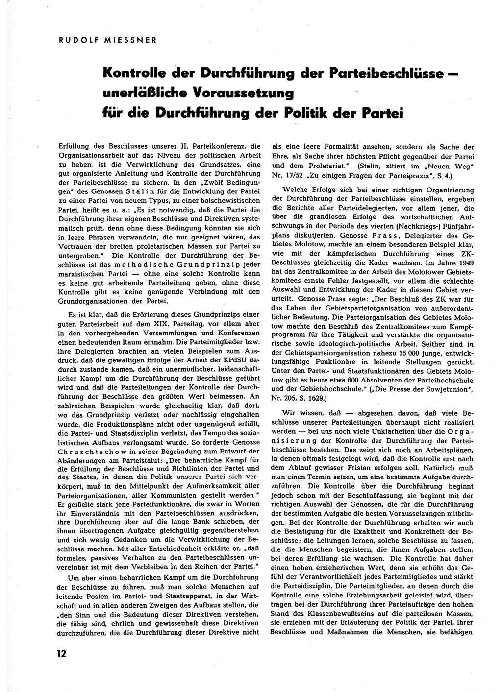 Neuer Weg (NW), Halbmonatsschrift für aktuelle Fragen der Arbeiterbewegung [Zentralkomitee (ZK) Sozialistische Einheitspartei Deutschlands (SED)], 7. Jahrgang [Deutsche Demokratische Republik (DDR)] 1952, Heft 22/12 (NW ZK SED DDR 1952, H. 22/12)