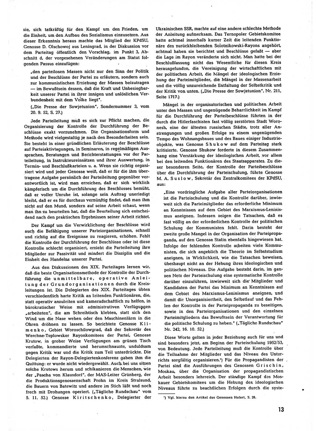 Neuer Weg (NW), Halbmonatsschrift für aktuelle Fragen der Arbeiterbewegung [Zentralkomitee (ZK) Sozialistische Einheitspartei Deutschlands (SED)], 7. Jahrgang [Deutsche Demokratische Republik (DDR)] 1952, Heft 22/13 (NW ZK SED DDR 1952, H. 22/13)