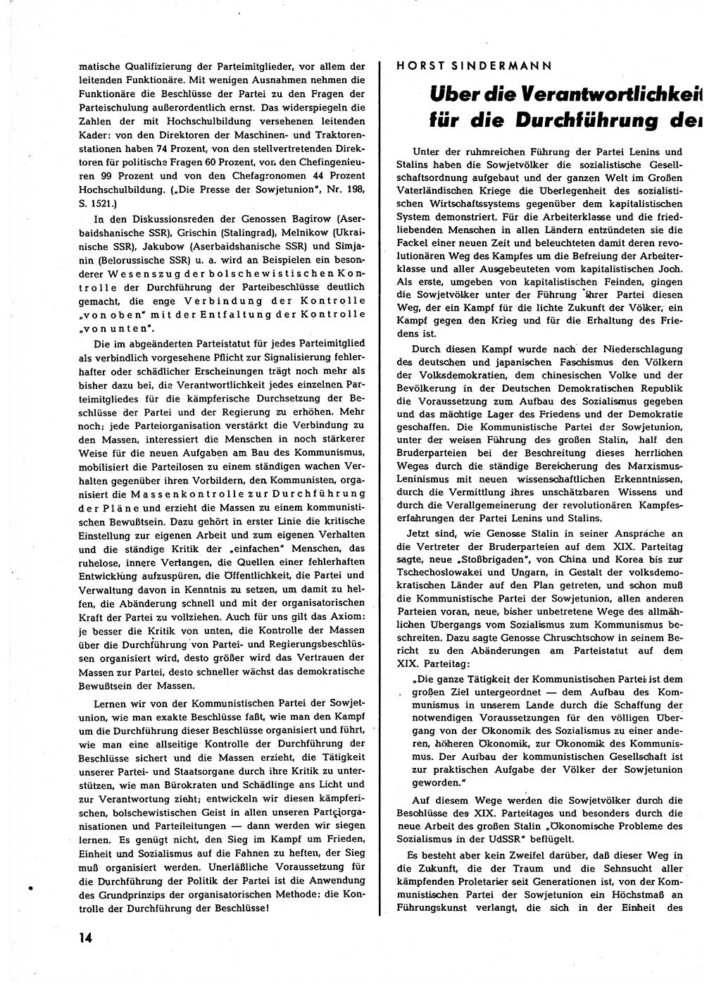Neuer Weg (NW), Halbmonatsschrift für aktuelle Fragen der Arbeiterbewegung [Zentralkomitee (ZK) Sozialistische Einheitspartei Deutschlands (SED)], 7. Jahrgang [Deutsche Demokratische Republik (DDR)] 1952, Heft 22/14 (NW ZK SED DDR 1952, H. 22/14)