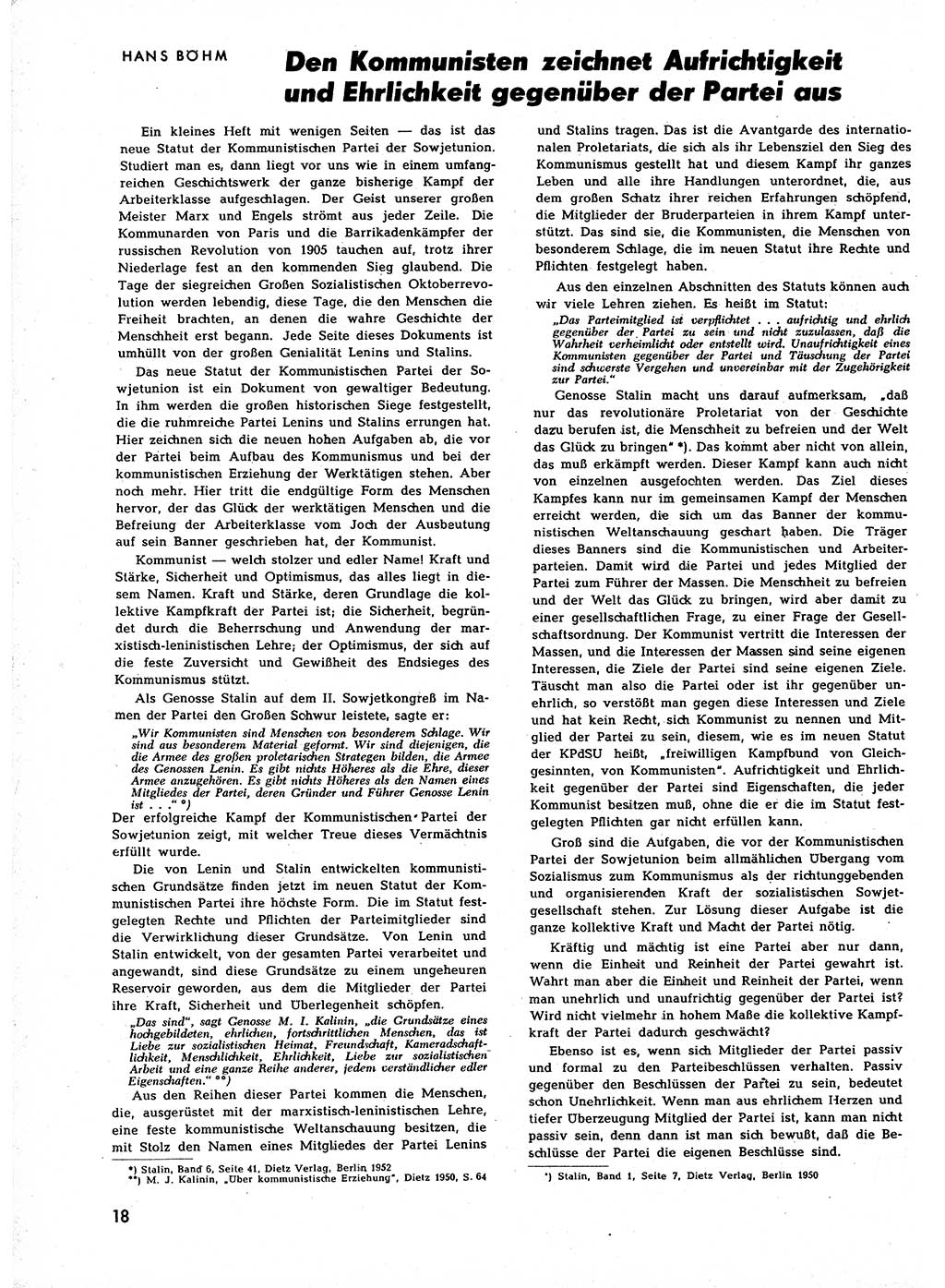 Neuer Weg (NW), Halbmonatsschrift für aktuelle Fragen der Arbeiterbewegung [Zentralkomitee (ZK) Sozialistische Einheitspartei Deutschlands (SED)], 7. Jahrgang [Deutsche Demokratische Republik (DDR)] 1952, Heft 22/18 (NW ZK SED DDR 1952, H. 22/18)