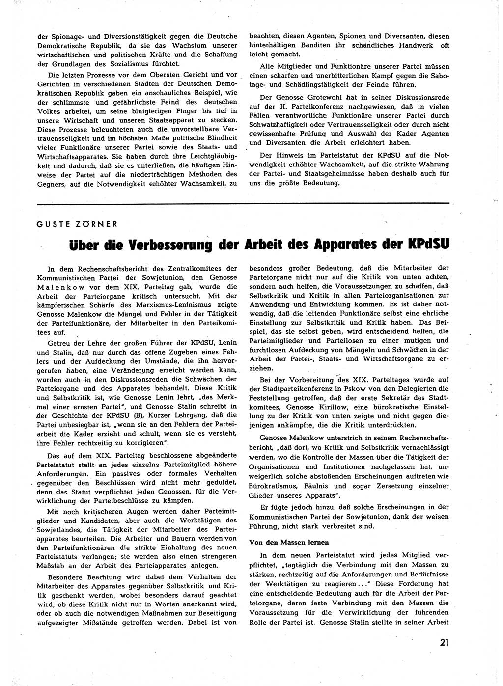 Neuer Weg (NW), Halbmonatsschrift für aktuelle Fragen der Arbeiterbewegung [Zentralkomitee (ZK) Sozialistische Einheitspartei Deutschlands (SED)], 7. Jahrgang [Deutsche Demokratische Republik (DDR)] 1952, Heft 22/21 (NW ZK SED DDR 1952, H. 22/21)