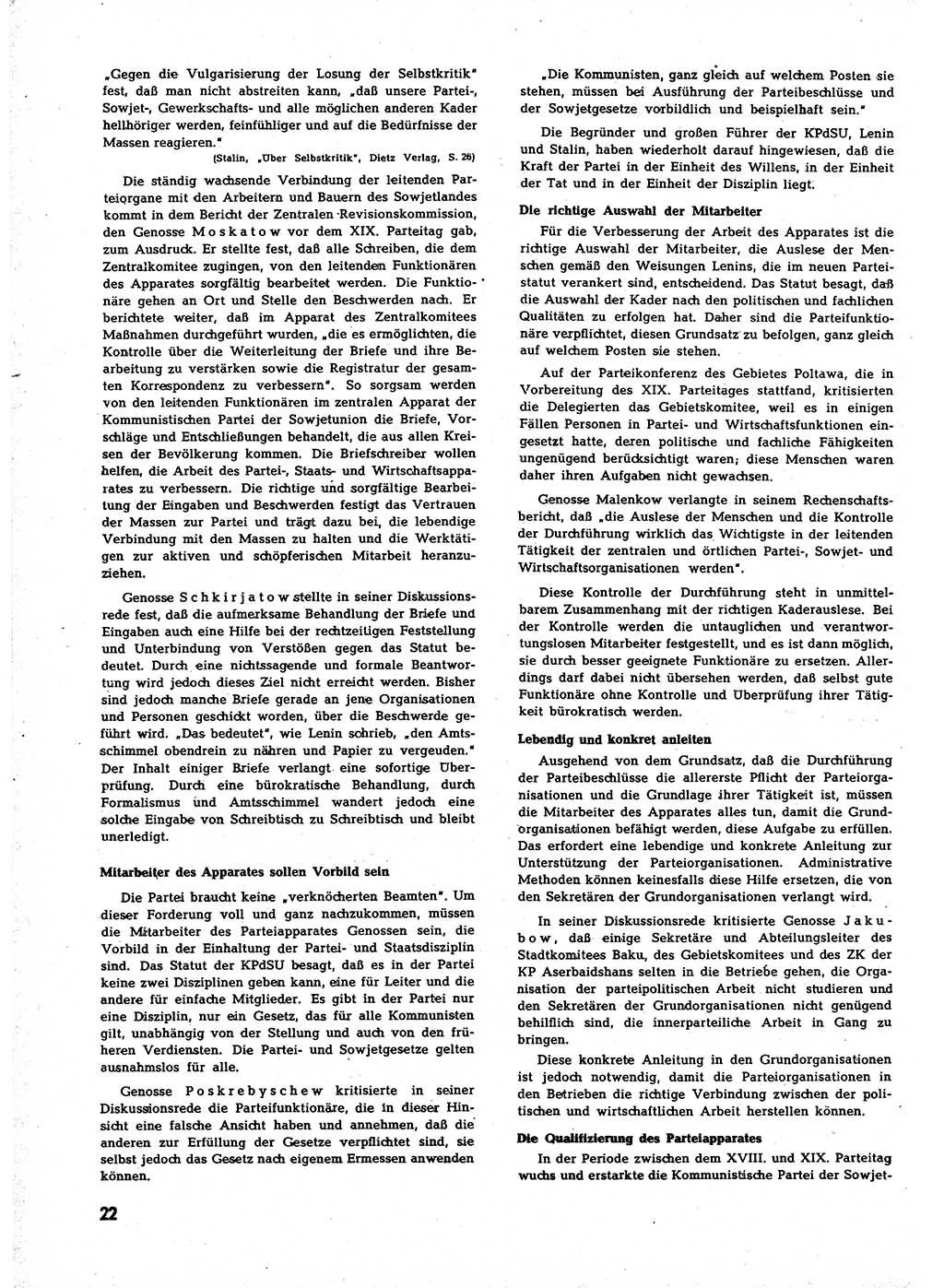 Neuer Weg (NW), Halbmonatsschrift für aktuelle Fragen der Arbeiterbewegung [Zentralkomitee (ZK) Sozialistische Einheitspartei Deutschlands (SED)], 7. Jahrgang [Deutsche Demokratische Republik (DDR)] 1952, Heft 22/22 (NW ZK SED DDR 1952, H. 22/22)
