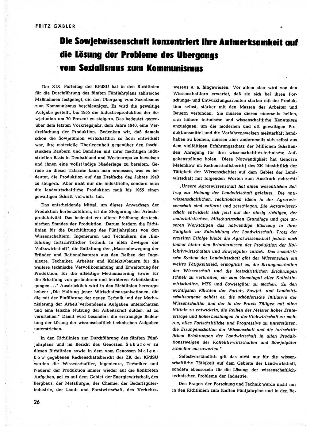 Neuer Weg (NW), Halbmonatsschrift für aktuelle Fragen der Arbeiterbewegung [Zentralkomitee (ZK) Sozialistische Einheitspartei Deutschlands (SED)], 7. Jahrgang [Deutsche Demokratische Republik (DDR)] 1952, Heft 22/26 (NW ZK SED DDR 1952, H. 22/26)