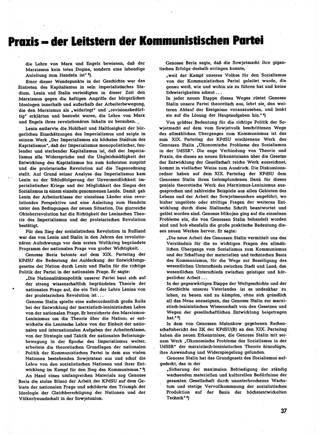 Neuer Weg (NW), Halbmonatsschrift für aktuelle Fragen der Arbeiterbewegung [Zentralkomitee (ZK) Sozialistische Einheitspartei Deutschlands (SED)], 7. Jahrgang [Deutsche Demokratische Republik (DDR)] 1952, Heft 22/37 (NW ZK SED DDR 1952, H. 22/37)