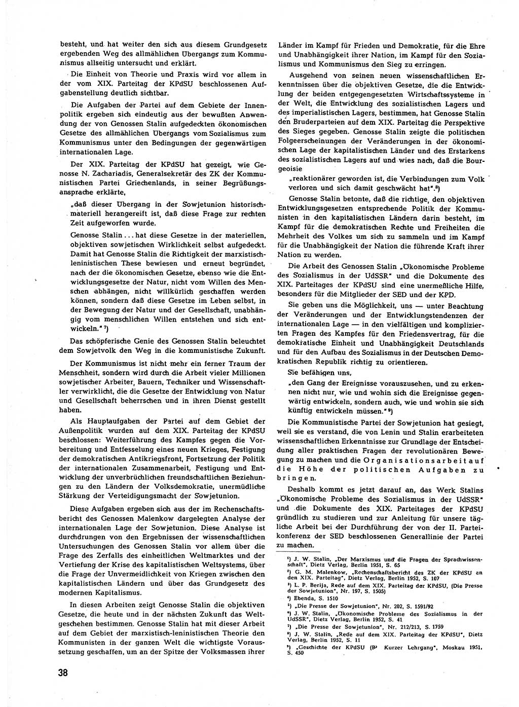 Neuer Weg (NW), Halbmonatsschrift für aktuelle Fragen der Arbeiterbewegung [Zentralkomitee (ZK) Sozialistische Einheitspartei Deutschlands (SED)], 7. Jahrgang [Deutsche Demokratische Republik (DDR)] 1952, Heft 22/38 (NW ZK SED DDR 1952, H. 22/38)