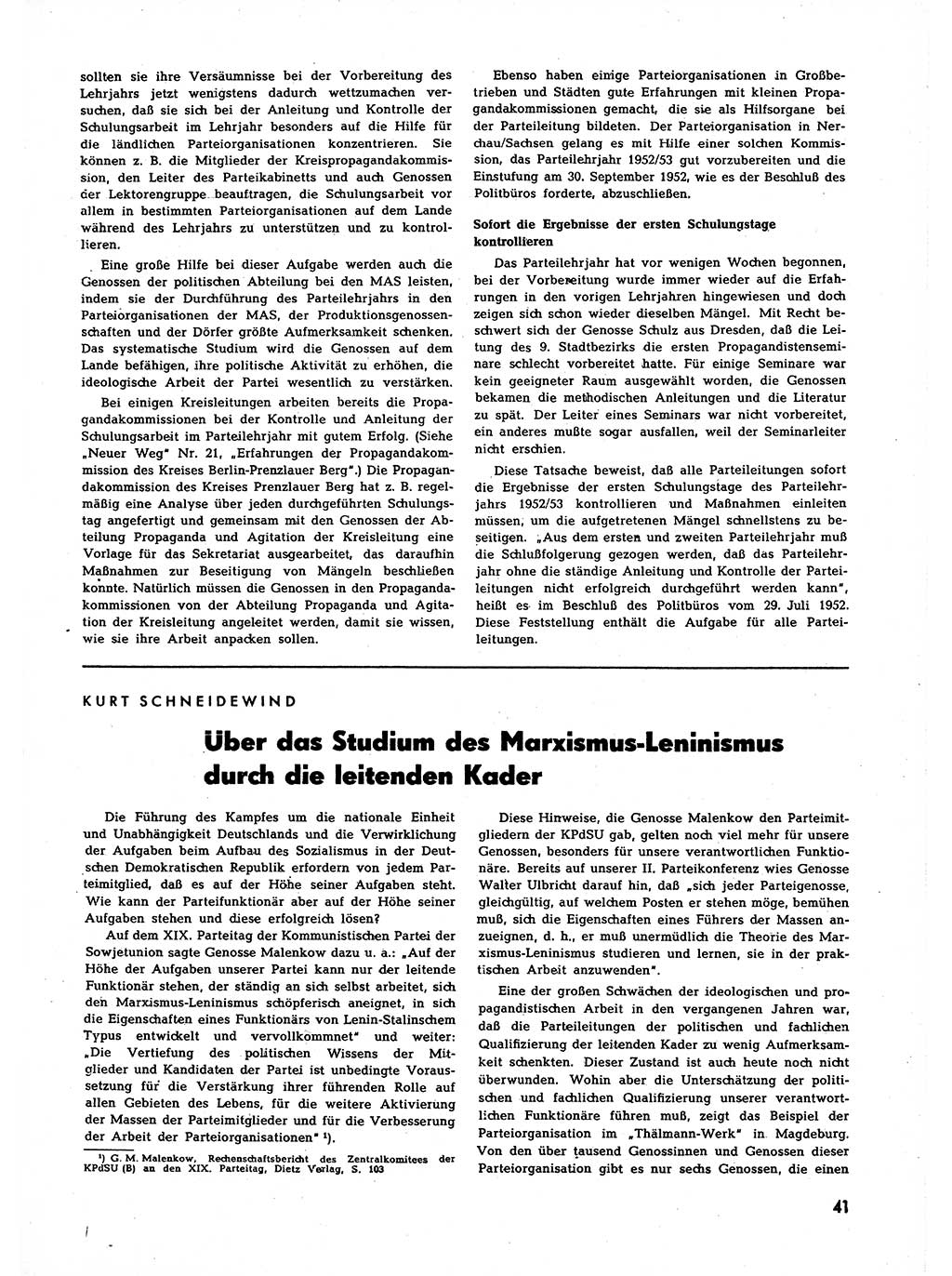 Neuer Weg (NW), Halbmonatsschrift für aktuelle Fragen der Arbeiterbewegung [Zentralkomitee (ZK) Sozialistische Einheitspartei Deutschlands (SED)], 7. Jahrgang [Deutsche Demokratische Republik (DDR)] 1952, Heft 22/41 (NW ZK SED DDR 1952, H. 22/41)