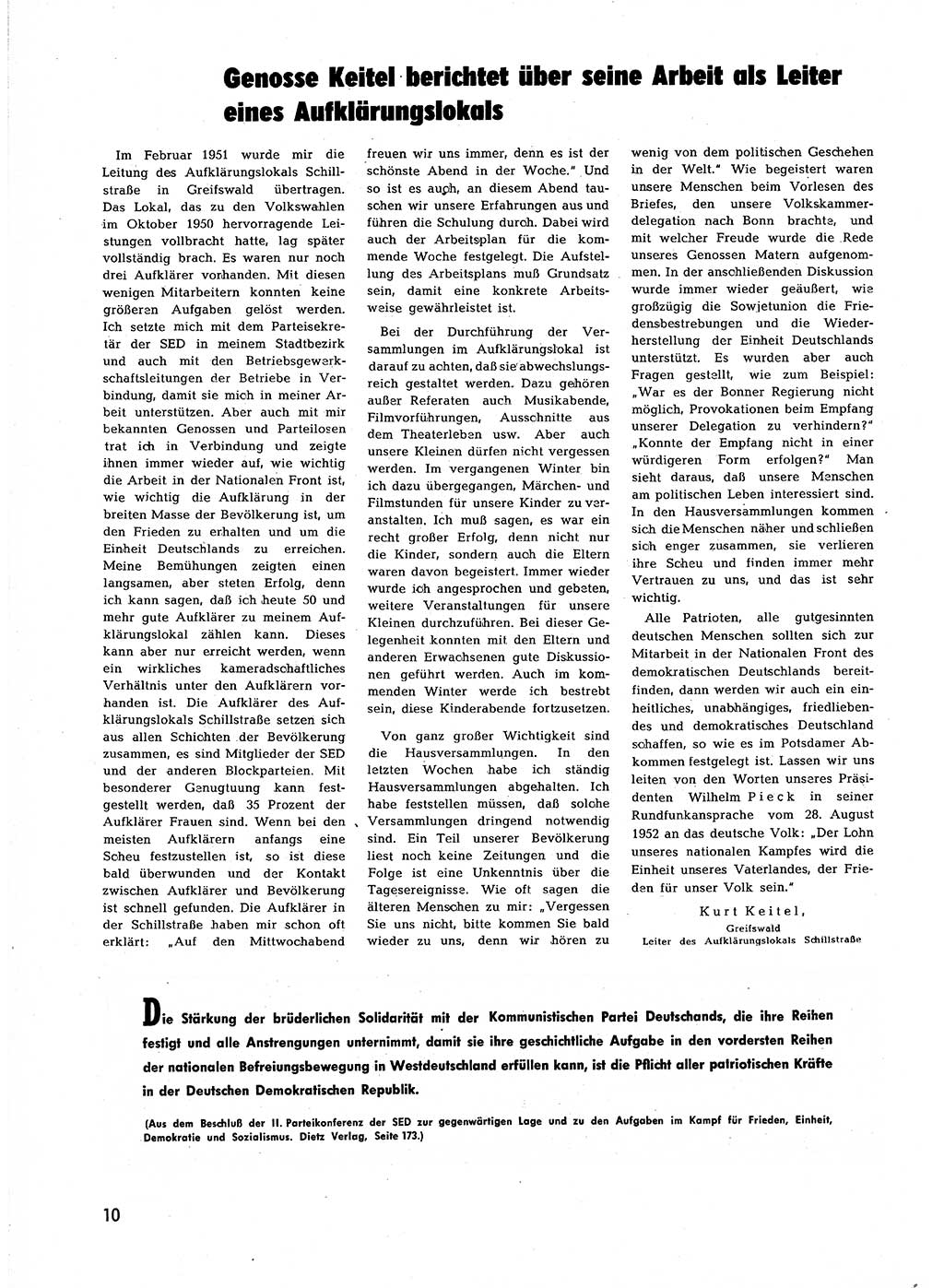 Neuer Weg (NW), Halbmonatsschrift für aktuelle Fragen der Arbeiterbewegung [Zentralkomitee (ZK) Sozialistische Einheitspartei Deutschlands (SED)], 7. Jahrgang [Deutsche Demokratische Republik (DDR)] 1952, Heft 23/10 (NW ZK SED DDR 1952, H. 23/10)