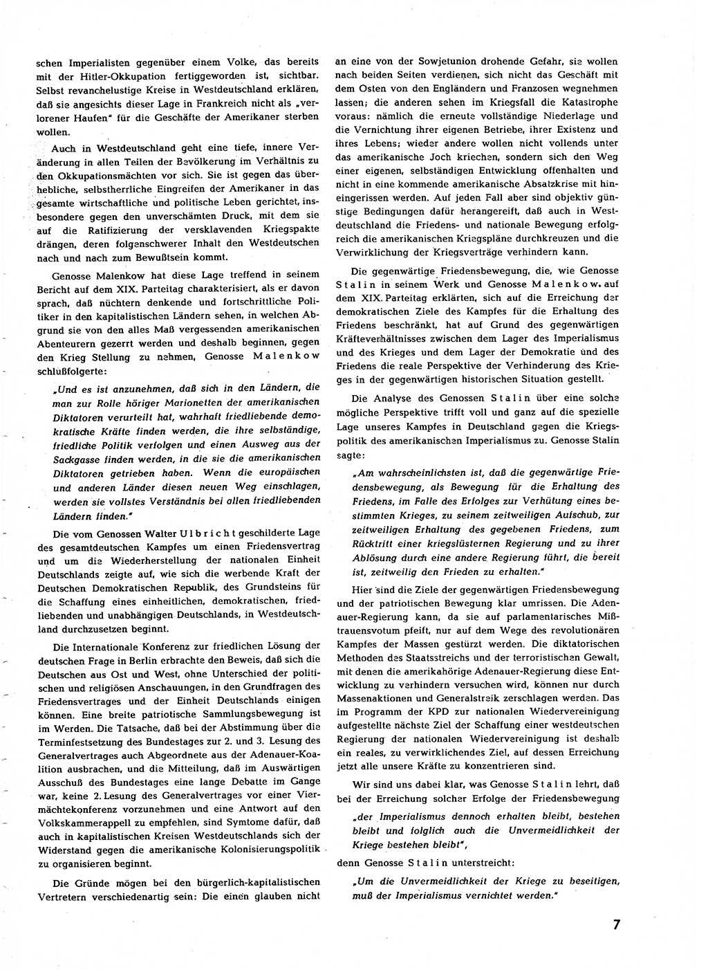 Neuer Weg (NW), Halbmonatsschrift für aktuelle Fragen der Arbeiterbewegung [Zentralkomitee (ZK) Sozialistische Einheitspartei Deutschlands (SED)], 7. Jahrgang [Deutsche Demokratische Republik (DDR)] 1952, Heft 24/7 (NW ZK SED DDR 1952, H. 24/7)