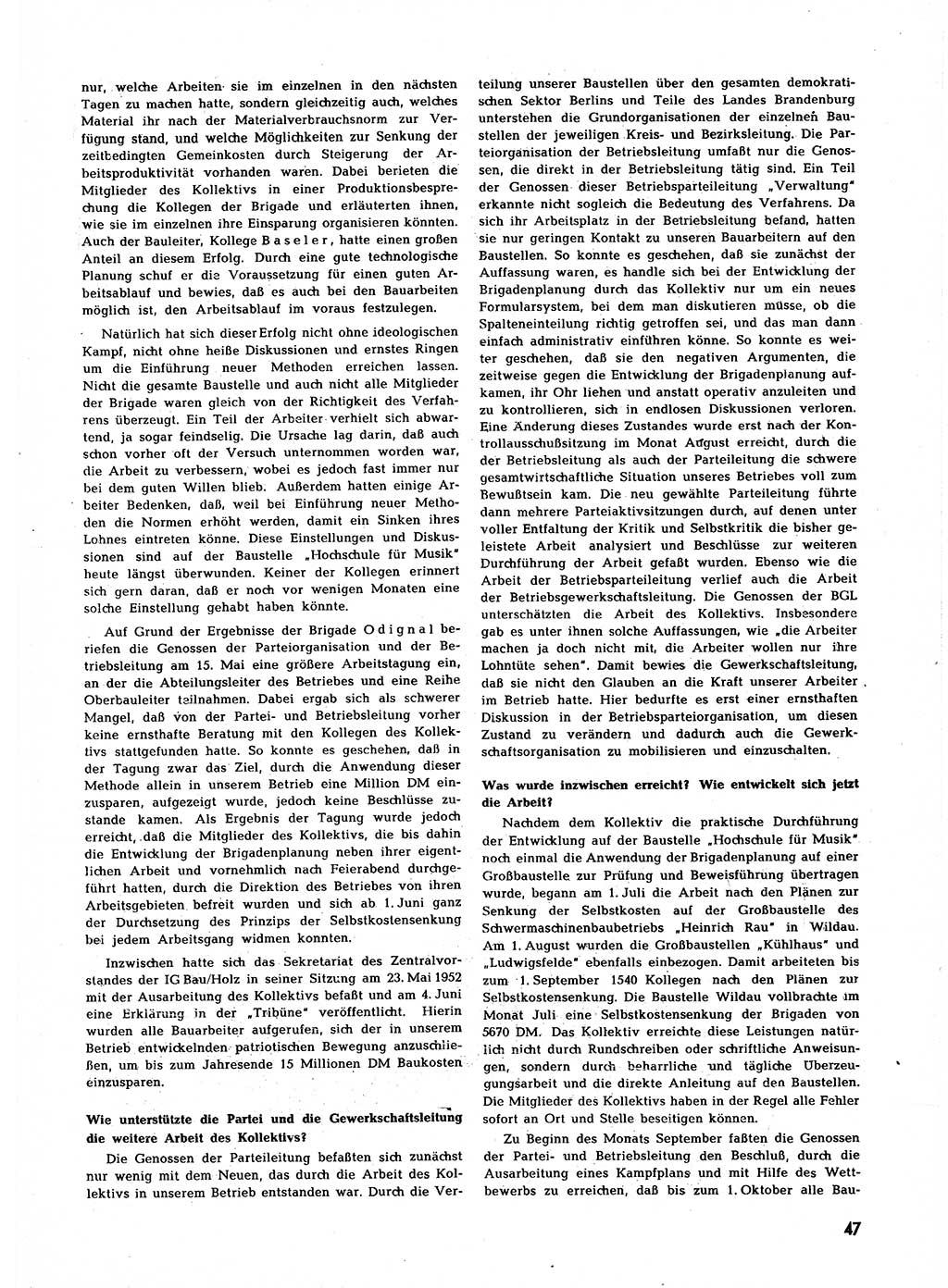 Neuer Weg (NW), Halbmonatsschrift für aktuelle Fragen der Arbeiterbewegung [Zentralkomitee (ZK) Sozialistische Einheitspartei Deutschlands (SED)], 7. Jahrgang [Deutsche Demokratische Republik (DDR)] 1952, Heft 24/47 (NW ZK SED DDR 1952, H. 24/47)