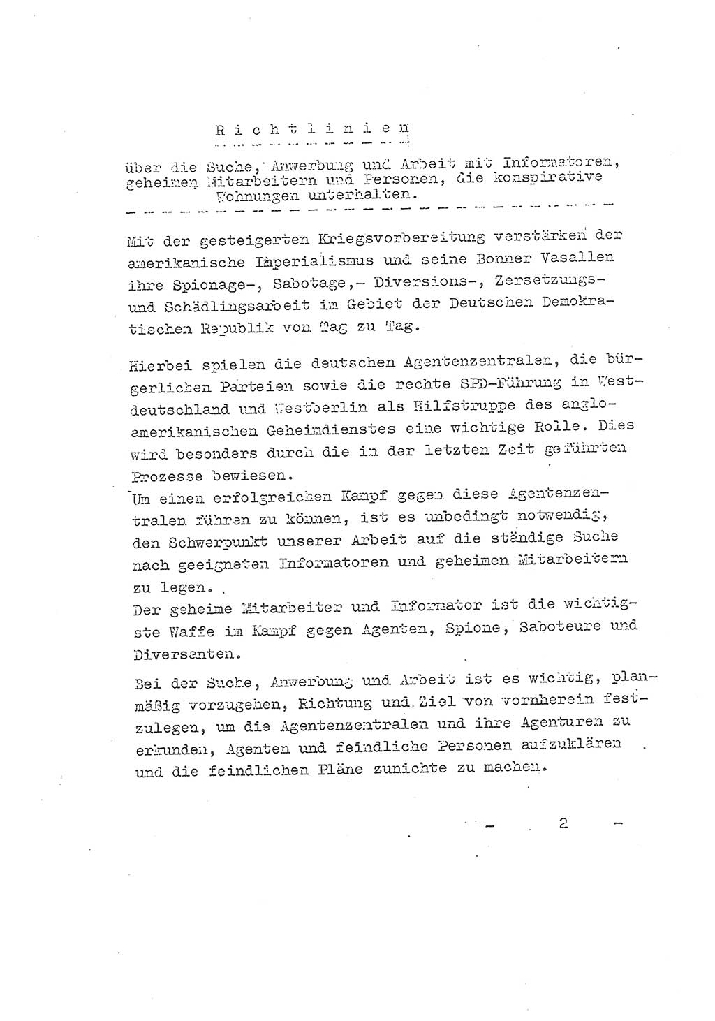 Richtlinie Nr. 21 über die Suche, Anwerbung und Arbeit mit Informatoren, geheimen Mitarbeitern und Personen, die konspirative Wohnungen unterhalten, Deutschen Demokratischen Republik (DDR), Ministerium für Staatssicherheit (MfS), Der Staatssekretär (Mielke), Geheime Verschlußsache (GVS) 1855/52, Berlin 1952, Seite 1 (RL 21 DDR MfS Sts. GVS 1855/52 1952, S. 1)