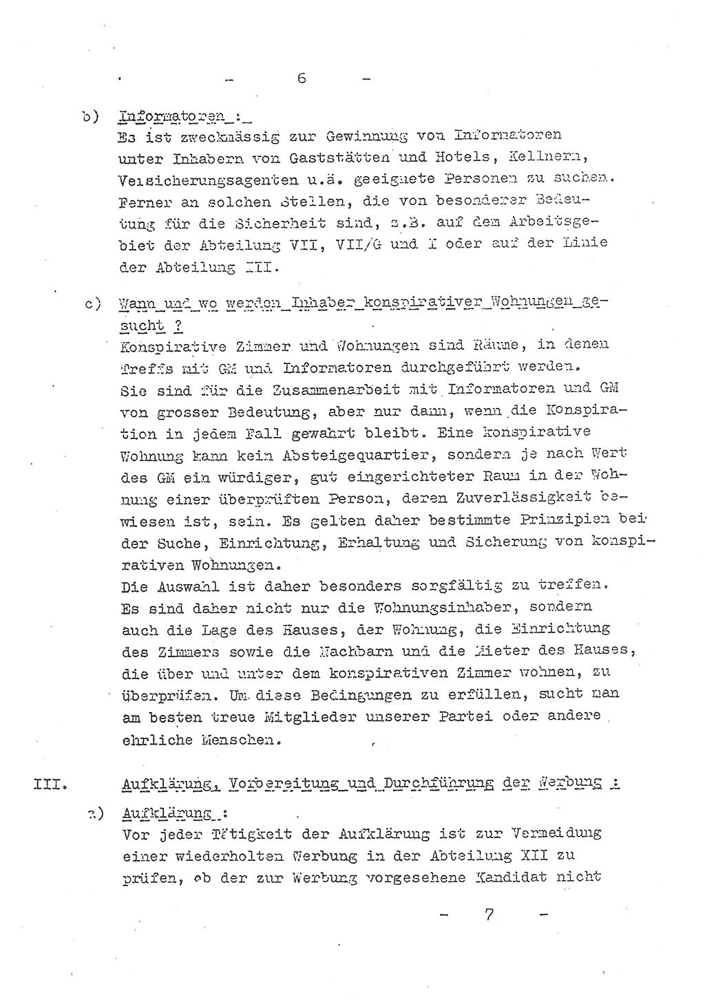 Richtlinie Nr. 21 über die Suche, Anwerbung und Arbeit mit Informatoren, geheimen Mitarbeitern und Personen, die konspirative Wohnungen unterhalten, Deutschen Demokratischen Republik (DDR), Ministerium für Staatssicherheit (MfS), Der Staatssekretär (Mielke), Geheime Verschlußsache (GVS) 1855/52, Berlin 1952, Seite 6 (RL 21 DDR MfS Sts. GVS 1855/52 1952, S. 6)