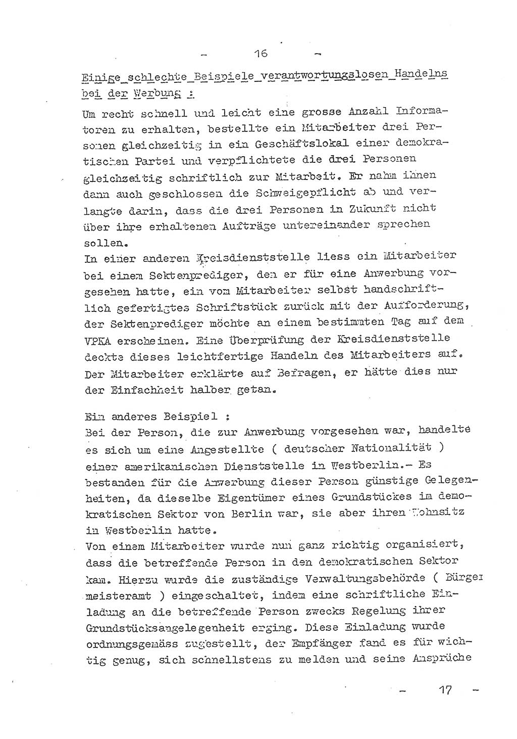 Richtlinie Nr. 21 über die Suche, Anwerbung und Arbeit mit Informatoren, geheimen Mitarbeitern und Personen, die konspirative Wohnungen unterhalten, Deutschen Demokratischen Republik (DDR), Ministerium für Staatssicherheit (MfS), Der Staatssekretär (Mielke), Geheime Verschlußsache (GVS) 1855/52, Berlin 1952, Seite 16 (RL 21 DDR MfS Sts. GVS 1855/52 1952, S. 16)