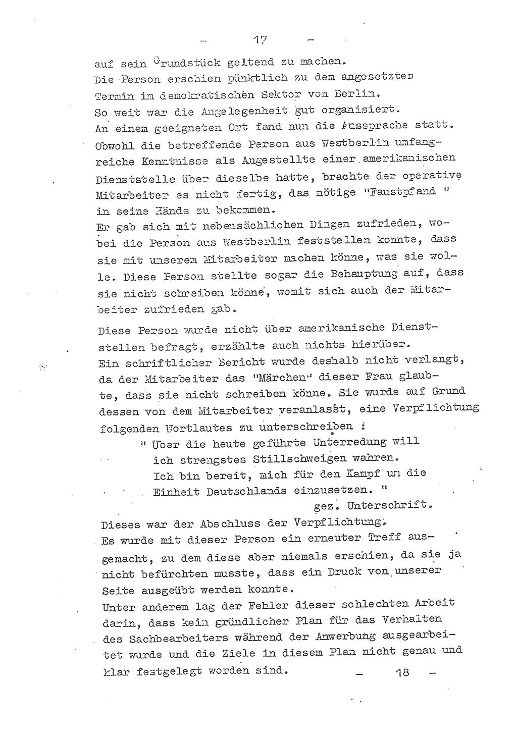 Richtlinie Nr. 21 über die Suche, Anwerbung und Arbeit mit Informatoren, geheimen Mitarbeitern und Personen, die konspirative Wohnungen unterhalten, Deutschen Demokratischen Republik (DDR), Ministerium für Staatssicherheit (MfS), Der Staatssekretär (Mielke), Geheime Verschlußsache (GVS) 1855/52, Berlin 1952, Seite 17 (RL 21 DDR MfS Sts. GVS 1855/52 1952, S. 17)