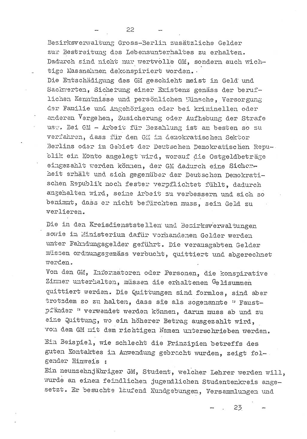 Richtlinie Nr. 21 über die Suche, Anwerbung und Arbeit mit Informatoren, geheimen Mitarbeitern und Personen, die konspirative Wohnungen unterhalten, Deutschen Demokratischen Republik (DDR), Ministerium für Staatssicherheit (MfS), Der Staatssekretär (Mielke), Geheime Verschlußsache (GVS) 1855/52, Berlin 1952, Seite 22 (RL 21 DDR MfS Sts. GVS 1855/52 1952, S. 22)