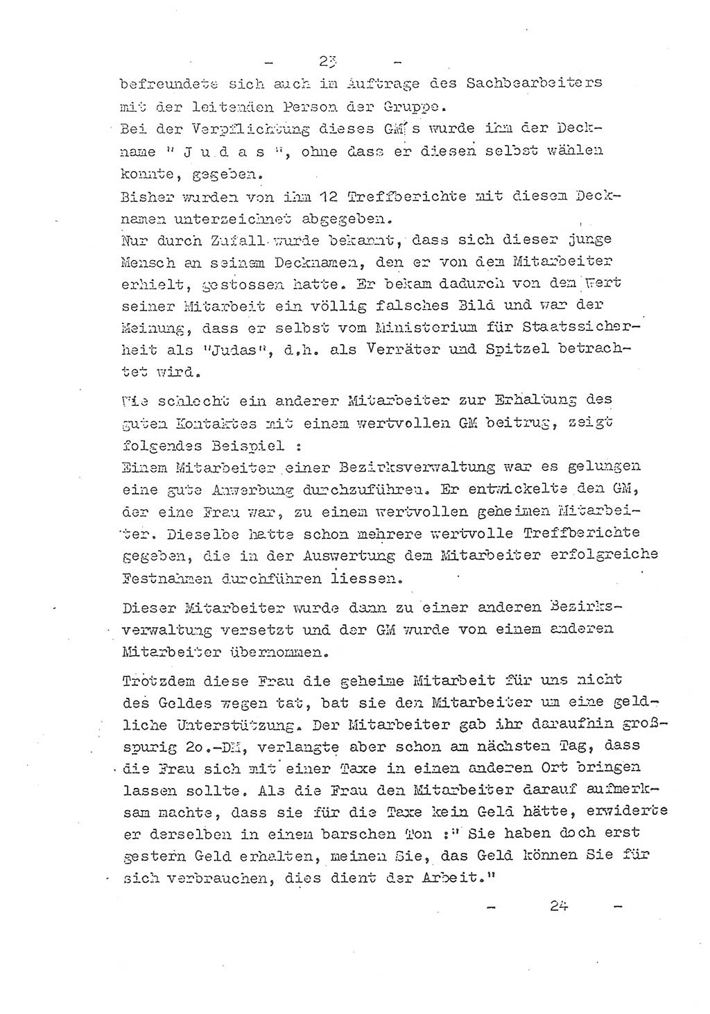 Richtlinie Nr. 21 über die Suche, Anwerbung und Arbeit mit Informatoren, geheimen Mitarbeitern und Personen, die konspirative Wohnungen unterhalten, Deutschen Demokratischen Republik (DDR), Ministerium für Staatssicherheit (MfS), Der Staatssekretär (Mielke), Geheime Verschlußsache (GVS) 1855/52, Berlin 1952, Seite 23 (RL 21 DDR MfS Sts. GVS 1855/52 1952, S. 23)