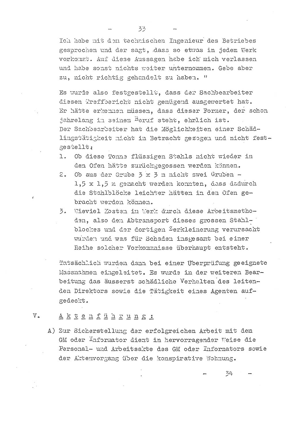 Richtlinie Nr. 21 über die Suche, Anwerbung und Arbeit mit Informatoren, geheimen Mitarbeitern und Personen, die konspirative Wohnungen unterhalten, Deutschen Demokratischen Republik (DDR), Ministerium für Staatssicherheit (MfS), Der Staatssekretär (Mielke), Geheime Verschlußsache (GVS) 1855/52, Berlin 1952, Seite 33 (RL 21 DDR MfS Sts. GVS 1855/52 1952, S. 33)