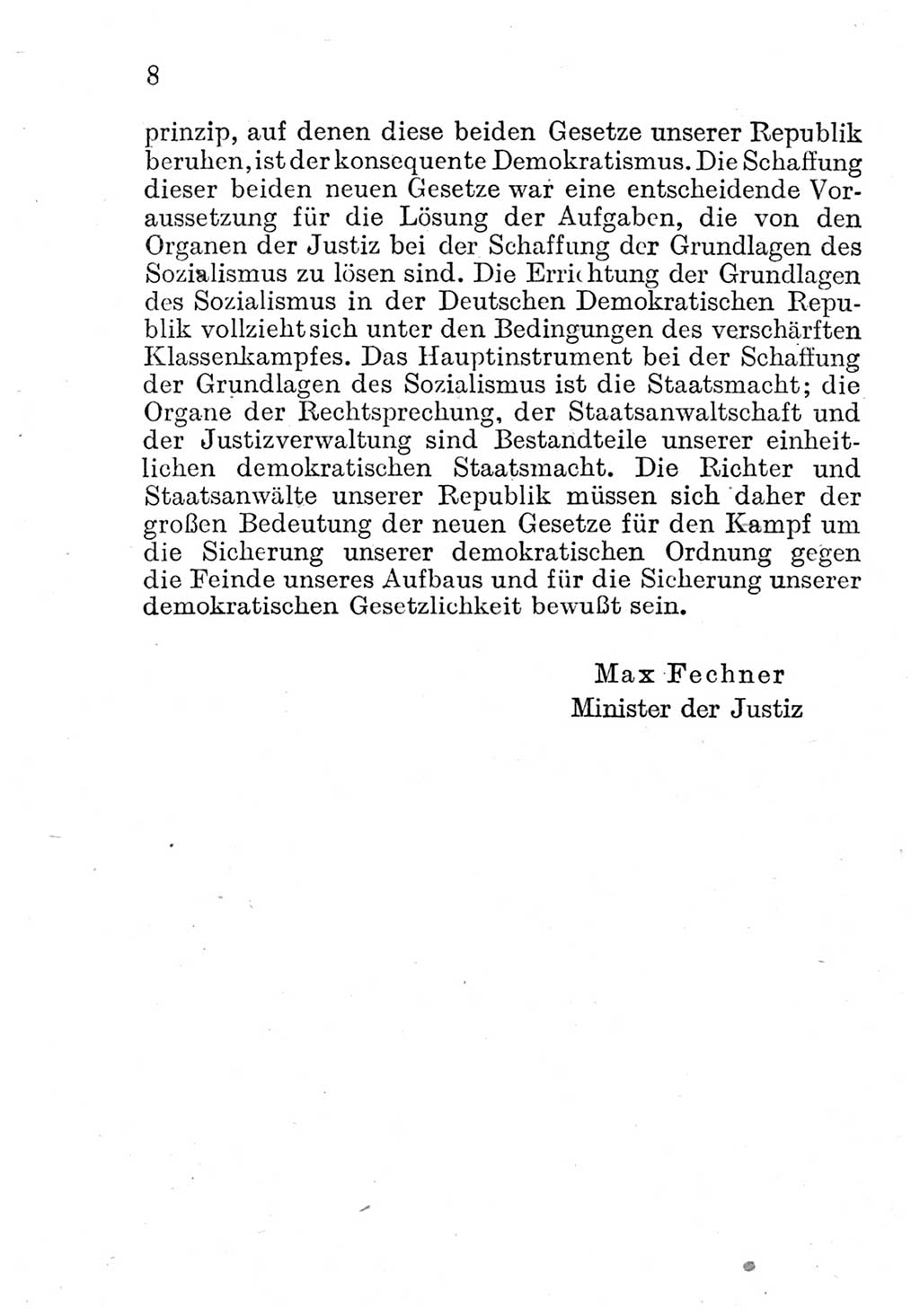 Strafprozeßordnung (StPO), Gerichtsverfassungsgesetz (GVG), Staatsanwaltsgesetz (StAG) und Jugendgerichtsgesetz (JGG) [Deutsche Demokratische Republik (DDR)] 1952, Seite 8 (StPO GVG StAG JGG DDR 1952, S. 8)