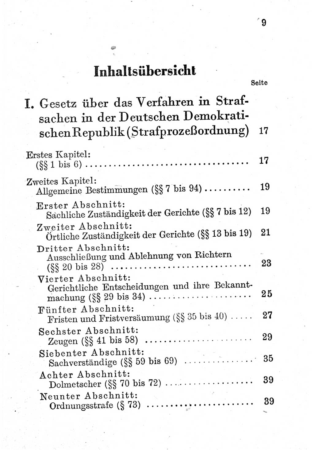 Strafprozeßordnung (StPO), Gerichtsverfassungsgesetz (GVG), Staatsanwaltsgesetz (StAG) und Jugendgerichtsgesetz (JGG) [Deutsche Demokratische Republik (DDR)] 1952, Seite 9 (StPO GVG StAG JGG DDR 1952, S. 9)